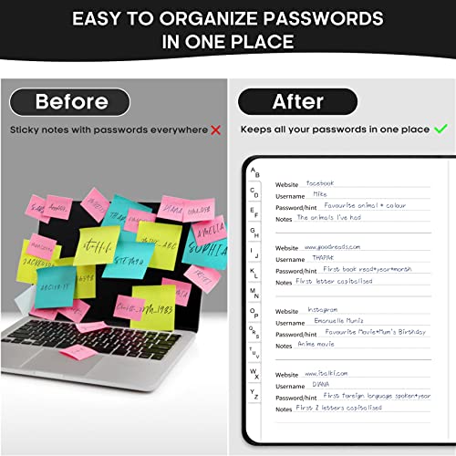 Taja Password Keeper Book with Alphabetical Tabs,Small Password Books for Seniors, Password Notebook for Internet Website Address Log in Detail, Password Logbook to Help You Stay Organized - Black