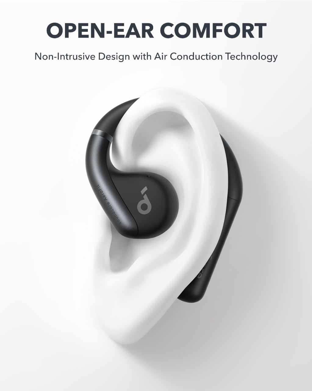 Soundcore by Anker, AeroFit Open-Ear Headphones, Ultra Comfort, Snug Fit, Ergonomic Ear Hook, Balanced Sound, IPX7 Waterproof, 42H Playtime, Bluetooth 5.3, App Control, Clear Calls, Wireless Earbuds