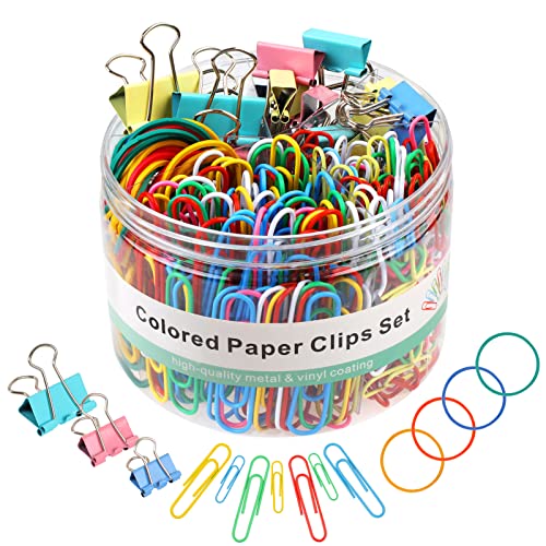 300 Pcs Binder Clips, Rubber Bands, Office Set, Paper Clips, School & Teacher Supplies for Office Desk Essentials (Assorted Sizes)