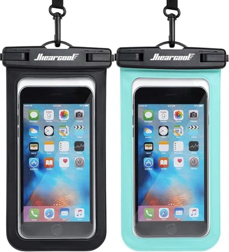 Hiearcool Waterproof Phone Pouch, IPX8 Waterproof Phone Case for iPhone 17/16/15/14 Pro Max, Cell Phone Dry Bag for Beach & Cruise Essentials, Touch Screen, Lanyard Included, 2 Pack (Fits Up to 8.9")