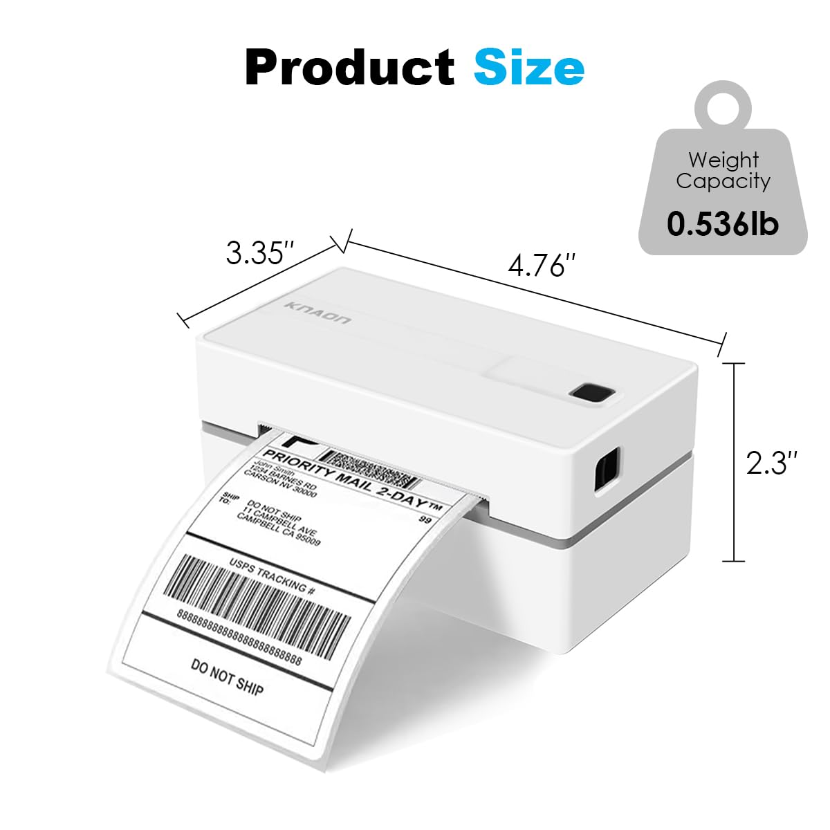 KNAON Bluetooth Thermal Shipping Label Printer, 4x6 Wireless Thermal Address Label Printer for Small Bussiness, Compatible with iPhone,Android,Windows,Mac,Chromebook –Works with eBay Shopify USPS&More
