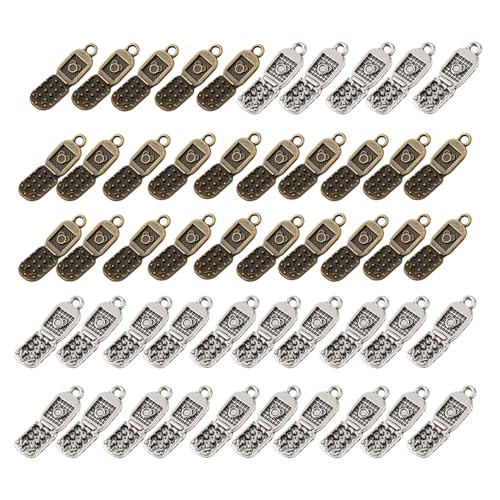 NOIAFZY 50Pcs Exquisite Silver Plated DIY Vintage Mobile Phone Charms for Jewelry Making DIY Handmade Necklace Earrings Accessories
