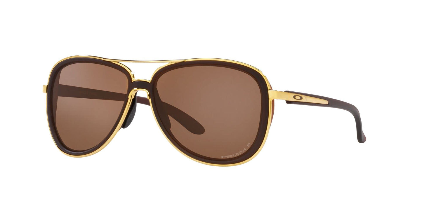 Oakley Women's OO4129 Split Time Aviator Sunglasses, Matte Rootbeer/Prizm Tungsten Polarized, 58 mm