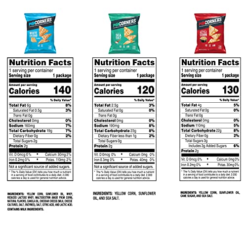 PopCorners Popped Corn Snacks, Core 3 Flavor Pack, 1 Ounce (Pack of 20) (Packaging May Vary)