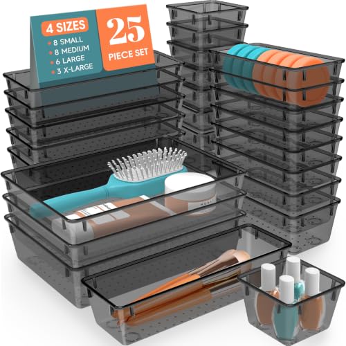 25 PCS Plastic Drawer Organizer, Versatile Organizer Trays & storage Bins