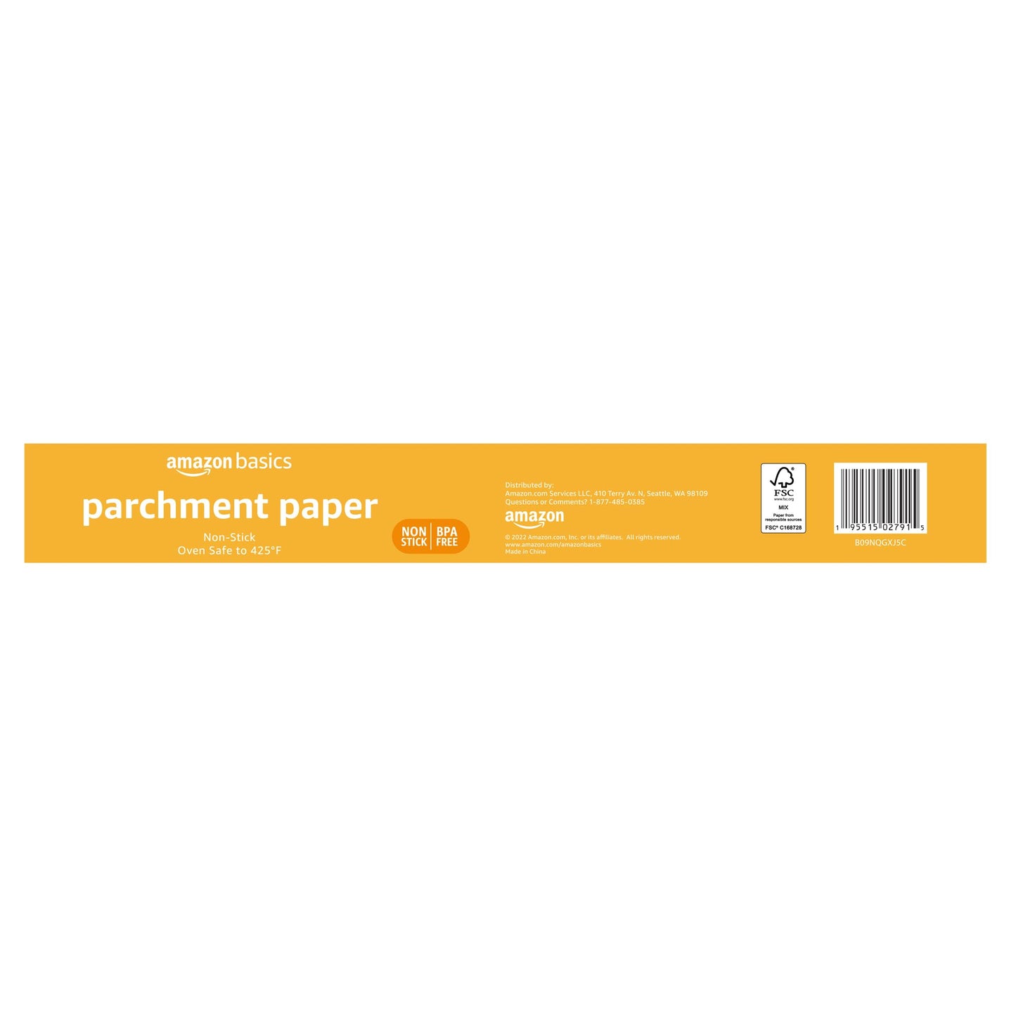 Amazon Basics Parchment Paper for Baking, Non-Stick, 90 Sq Ft Roll, 1 Pack
