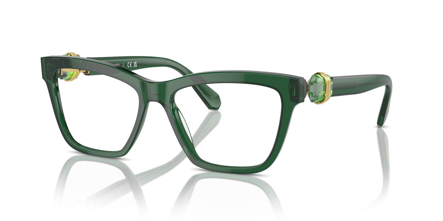 Swarovski SK2021 Prescription Eyewear Frames, Transparent Green/Demo Lens, 55 mm