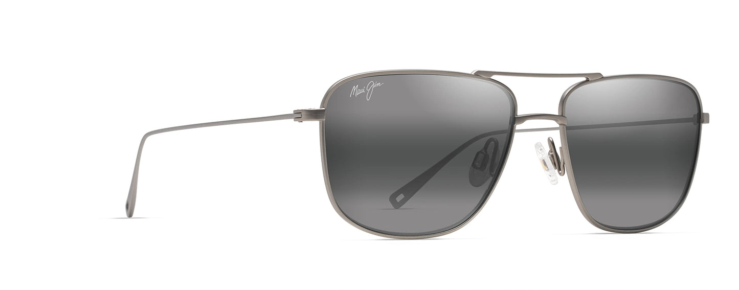 Maui Jim Men's Mikioi Polarized Aviator Sunglasses, Matte Titanium/Neutral Grey, Medium