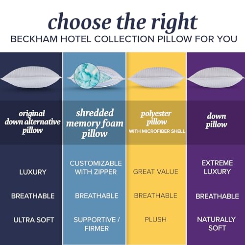 Beckham Hotel Collection Bed Pillows King Size Set of 2 - Down Alternative Bedding Gel Cooling Big Pillow for Back, Stomach or Side Sleepers