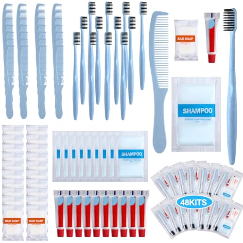Hushee 48 Kits Homeless Hygiene Kits, Homeless Care Package, Light Blue