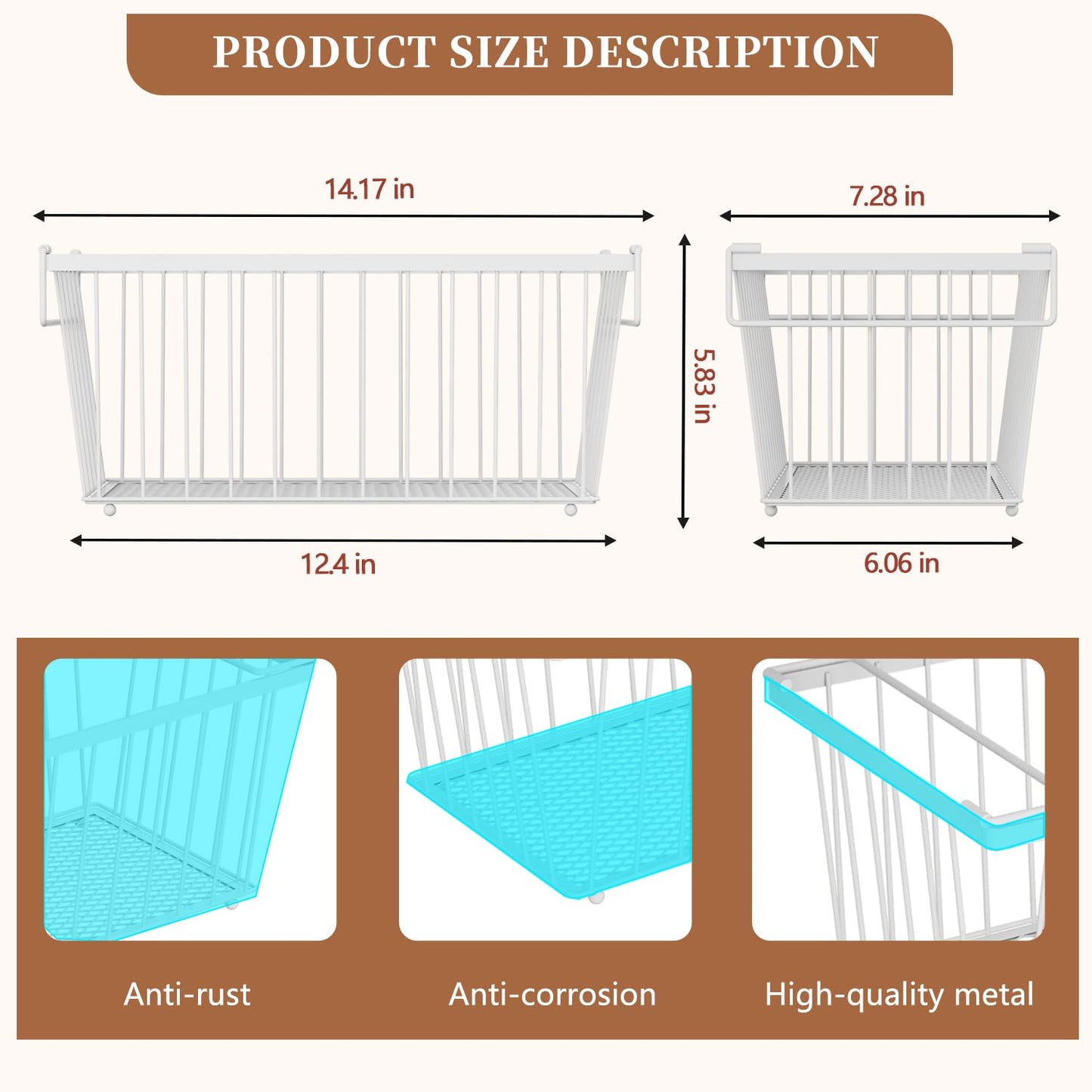 ANJUBAN Enhanced Leak-Proof Bottom - Freezer Organizer Bins ,4 Pack Stackable Deep Freezer Organizer Bins for 7 Cu.FT Small Chest Freezer,Easy Get Bottom Foods without Digging(white)