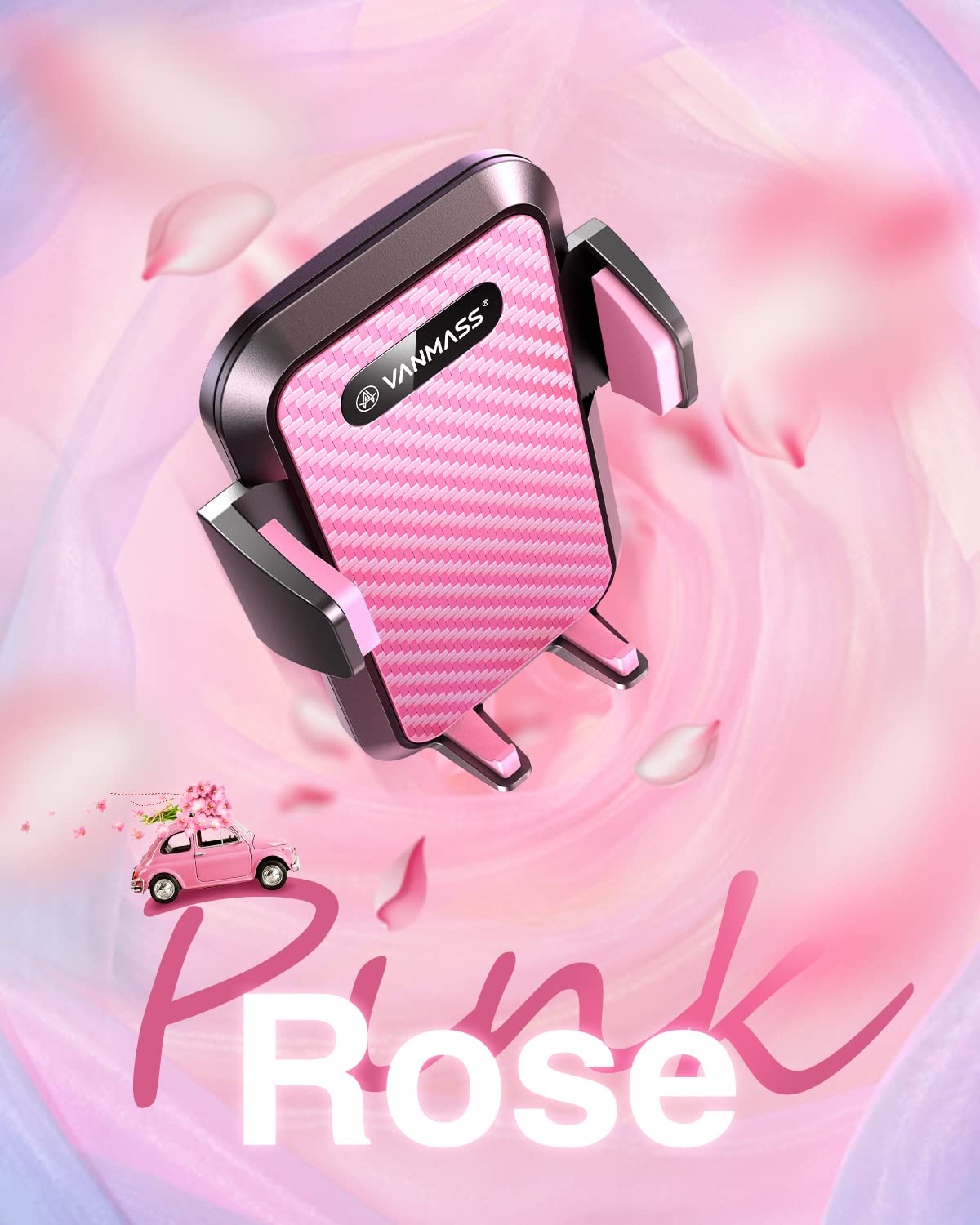 VANMASS 2025【Strongest Suction & Military-Grade】 Car Phone Mount 【Patent & Safety】Ultimate Cell Phone Holder Handsfree Stand for Dash Windshield Vent for iPhone 16 15 Pro Max 14 Android & Truck, Pink