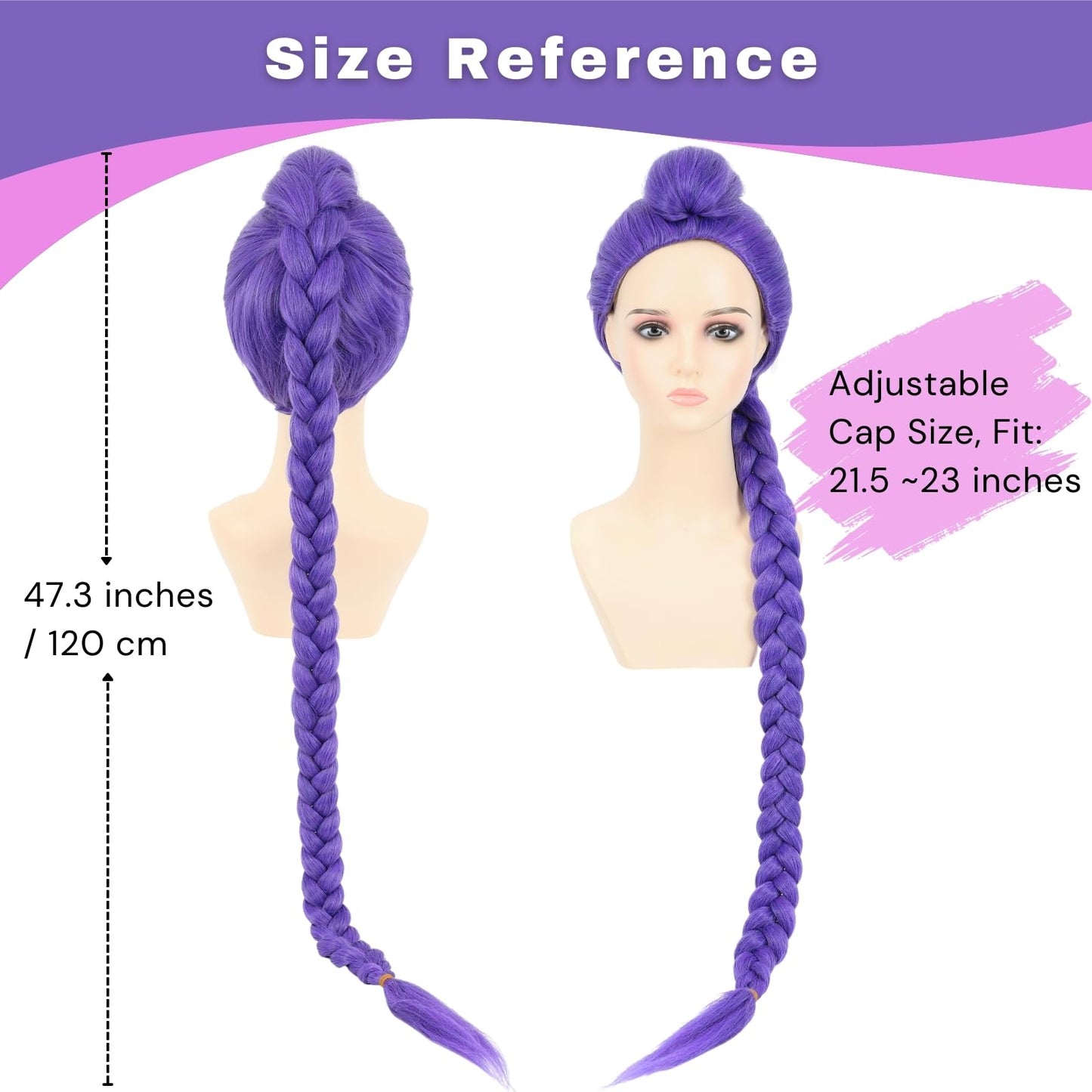 morvally Womens 47 Inches Purple Long Braided Ponytail Wig - Anime Cosplay Wigs for Women Halloween Costume Party (Purple, Adults)