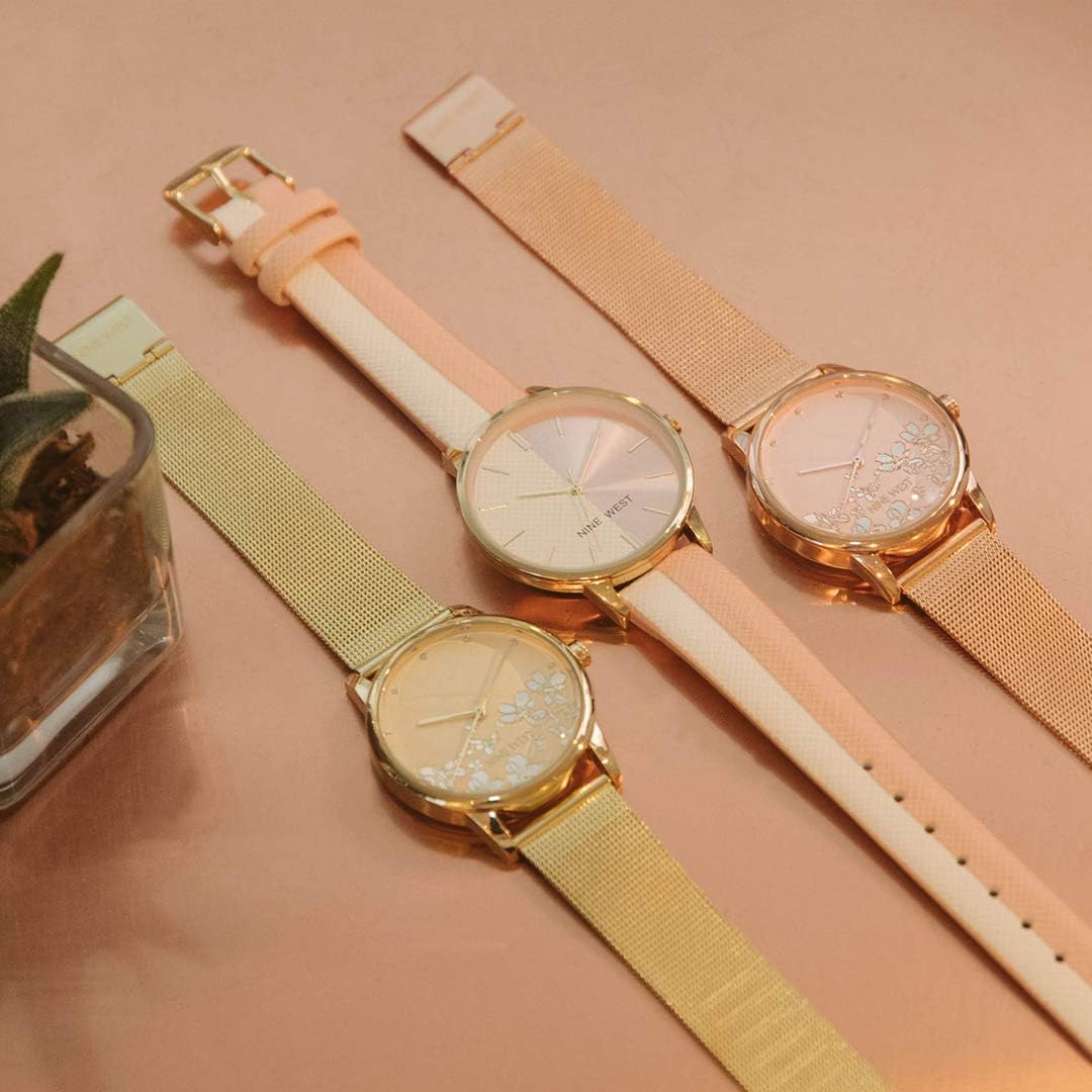 Nine West Women's Rose Gold-Tone Mesh Bracelet Watch, NW/2428FLRG