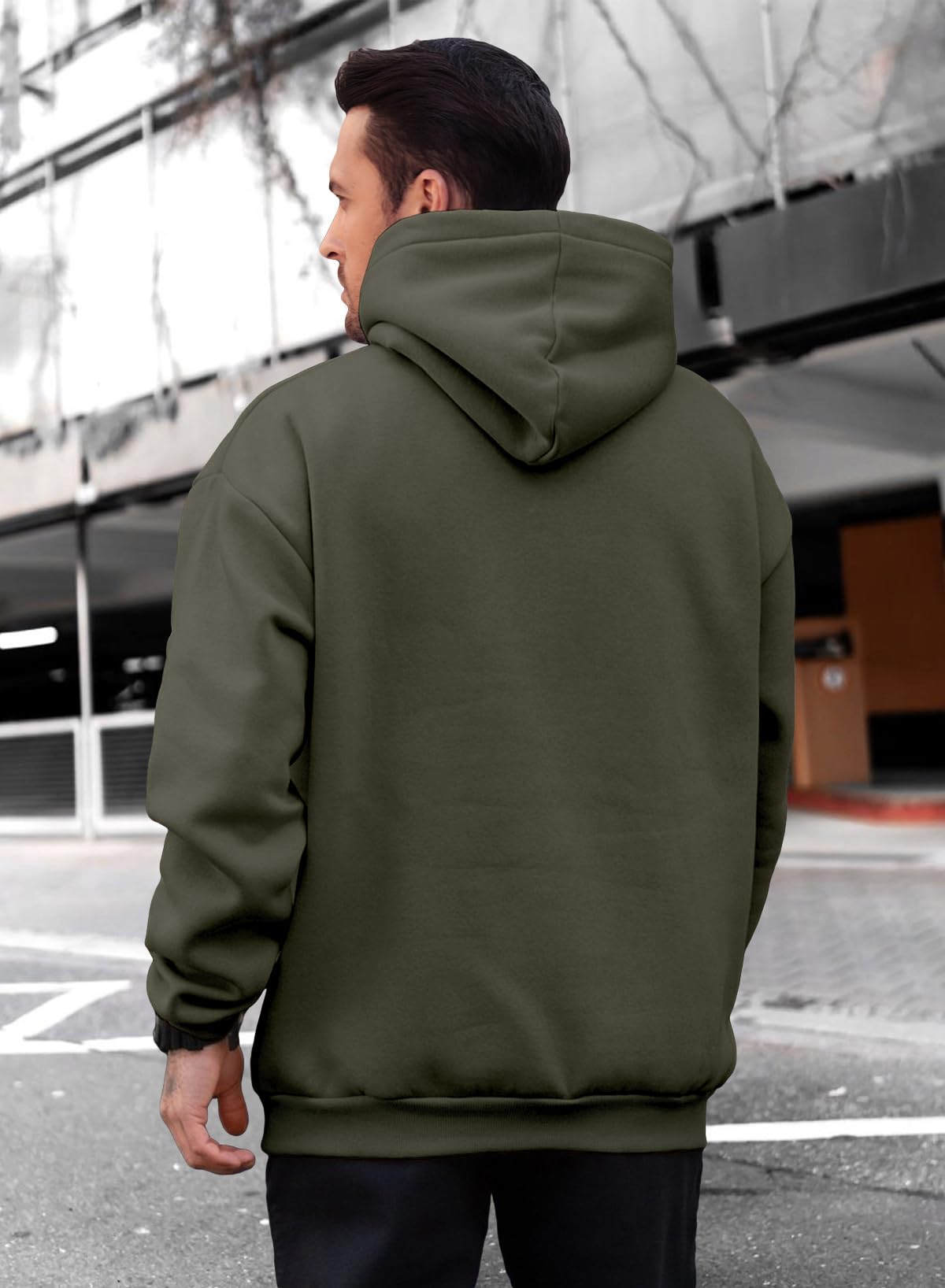 JMIERR Fall Sweatshirts for Mens Comfy Simple Plain Drawstring Hoodies Collar Fleece Long Sleeve with Pockets Hooded Pullovers Casual Loose Fit Shirts Cotton Sweater, US43(L), Green