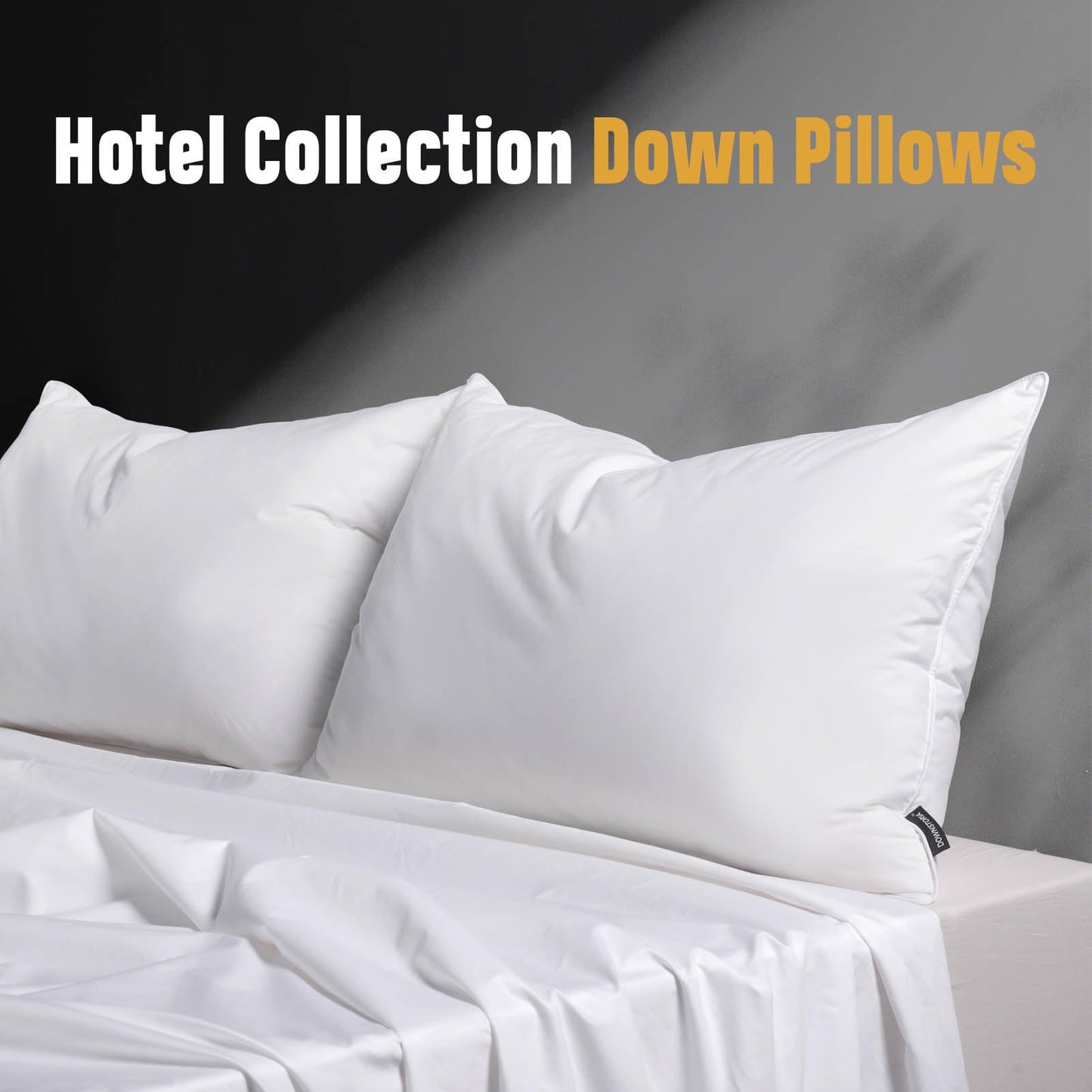 DOWNSTORIA Luxury Feather Down Pillow King Size Set of 2 Pack, 100% Cotton Hotel Collection Bed Pillows for Sleeping, Down Surrounded Soft Medium Firm Pillows for Side Back Stomach Sleepers 20" x 36"