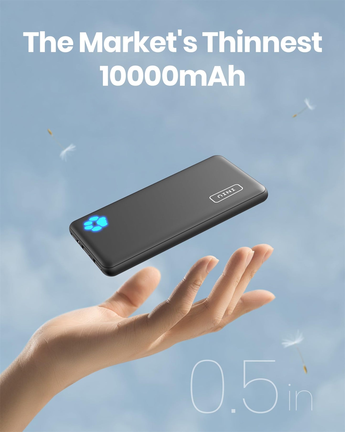 INIU Portable Charger, Slimmest 10000mAh 5V/3A Power Bank, USB C in&out High-Speed Charging Battery Pack, External Phone Powerbank Compatible with iPhone 15 14 13 12 X Samsung S22 S21 Google iPad etc