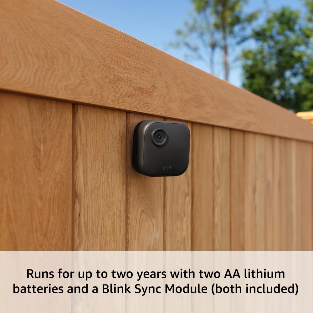 Blink Outdoor 4 + Mini 2 – Wireless smart security camera, two-year battery life, 1080p HD day and infrared night live view. Sync Module Core included – 3 camera system + Mini 2 (Black)