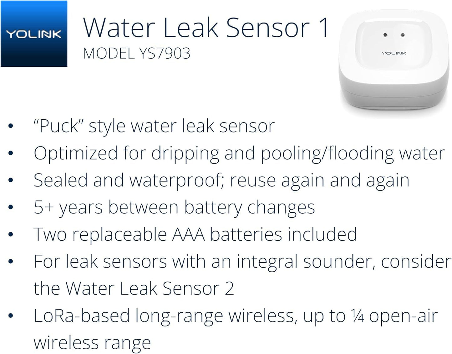 YoLink Smart Home Starter Kit: Hub & Water Leak Sensor 6-Pack, SMS/Text, Email & Push Notifications, LoRa Up to 1/4 Mile Open-Air Range, w/Alexa, IFTTT, Home Assistant