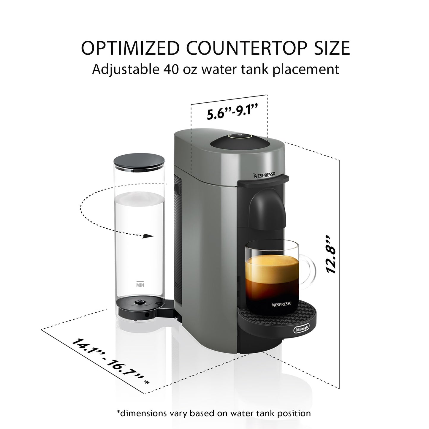 De'Longhi Nespresso Vertuo Plus Coffee and Espresso Maker by De'Longhi, Grey