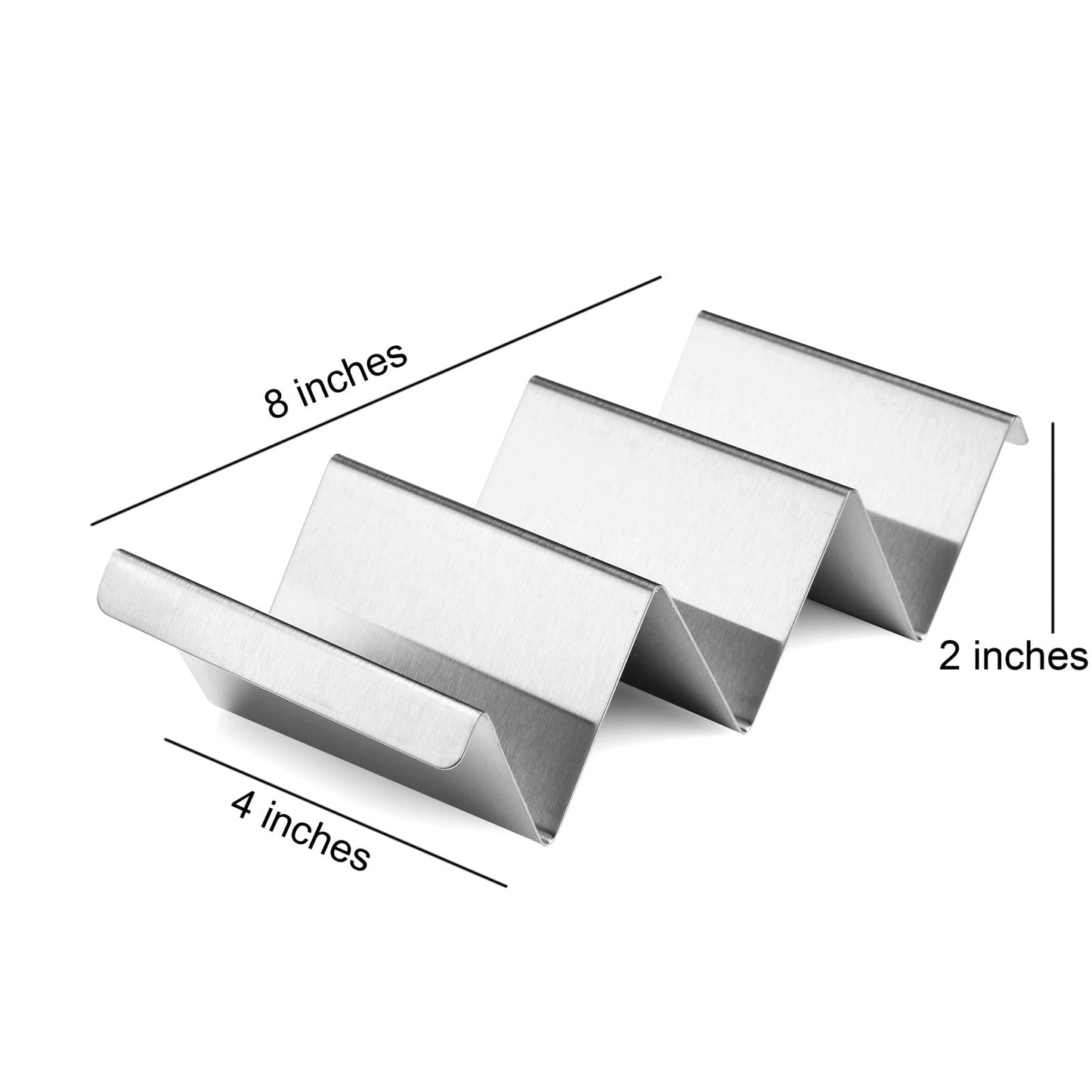 ARTTHOME. Taco Holders 4 Packs - Stainless Steel Taco Stand Rack Tray Style, Oven Safe for Baking, Dishwasher and Grill Safe