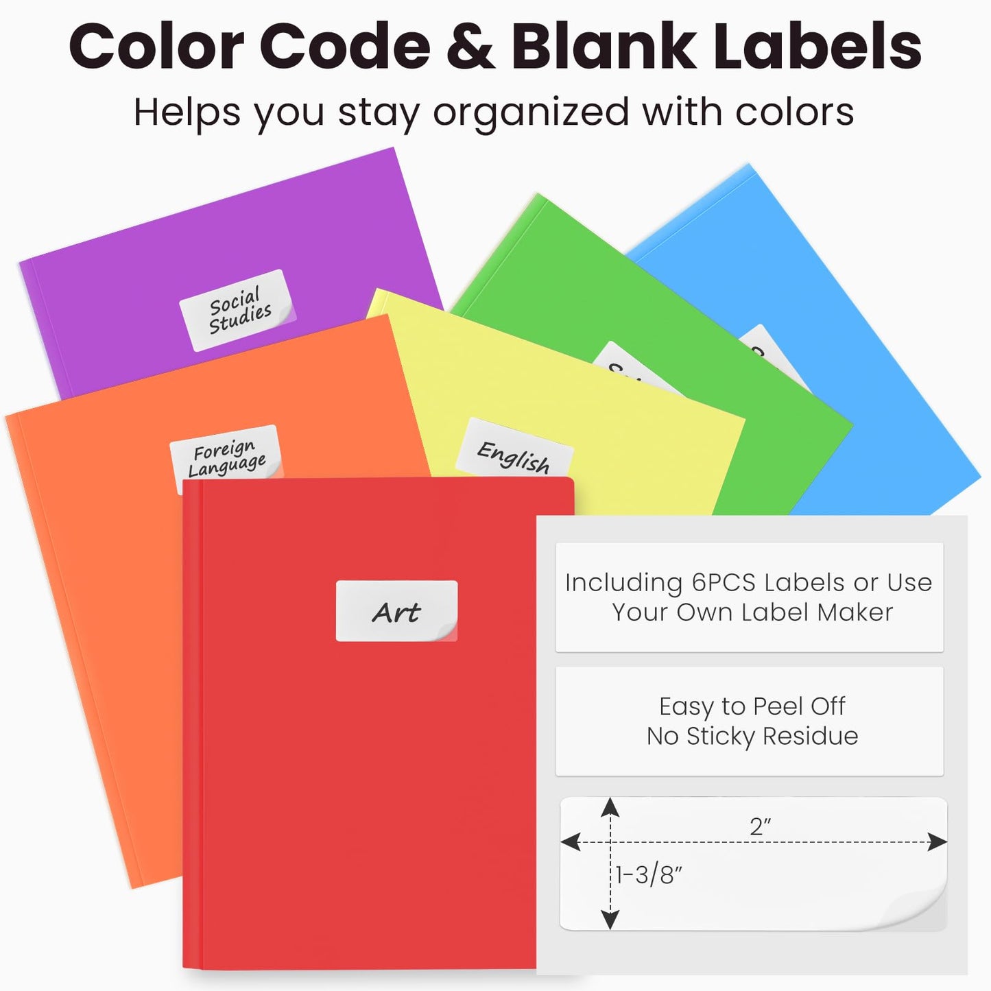 Sooez Plastic Folders with Pockets and Prongs, 6 Pack Pocket Folders with Prongs, Heavy Duty 3 Prong 2-Pocket Folders for Document, Colored File Folder Back to School Supplies for Kids