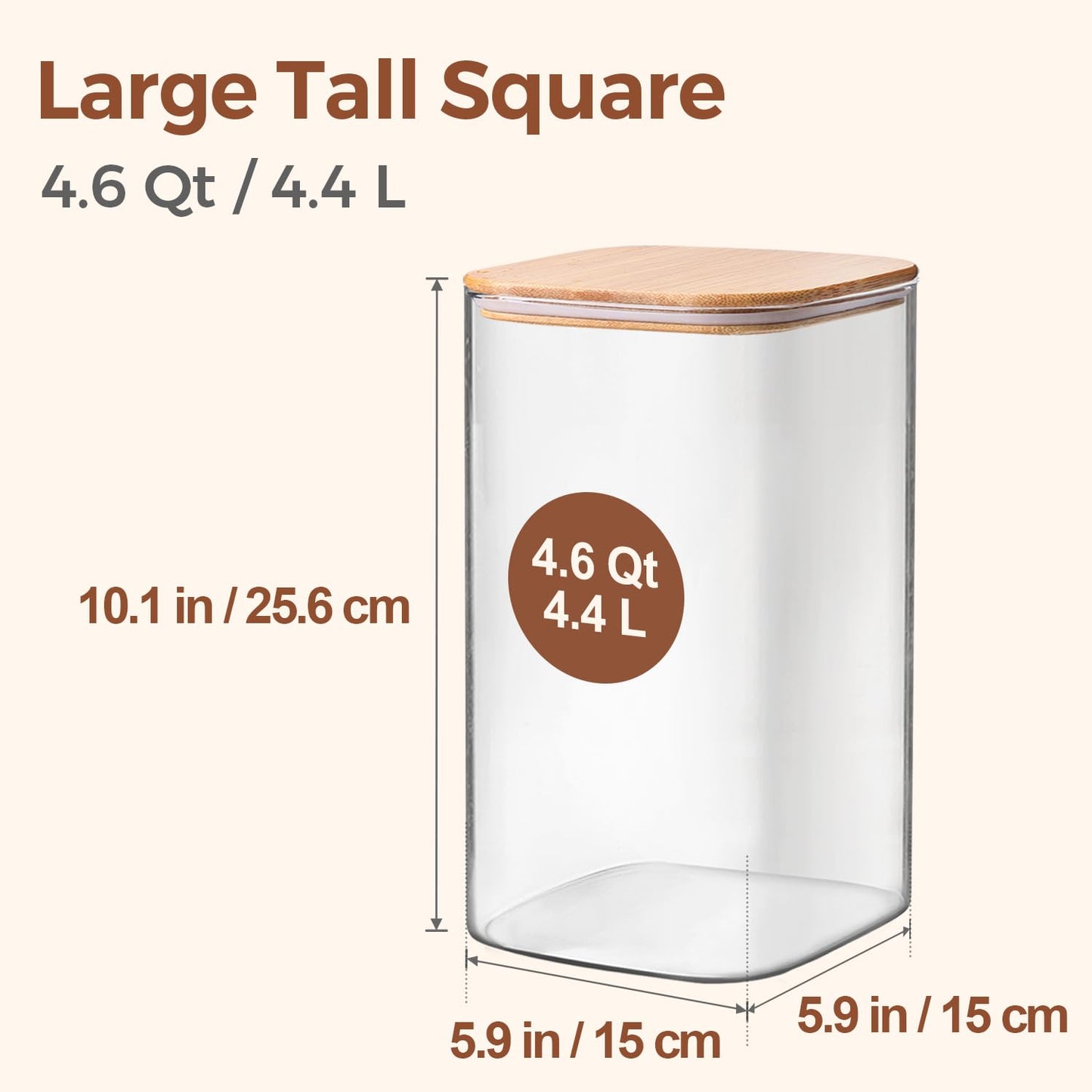 ComSaf 1.2 Gallon Wide Mouth Flour Sugar Storage Containers 2 Pcs, 4.6 Qt Glass Storage Containers with Lids, Large Pantry Glass Jar with Lid, Big Jars for Rice, Flour, Sugar, Cereal, Cookie, Coffee