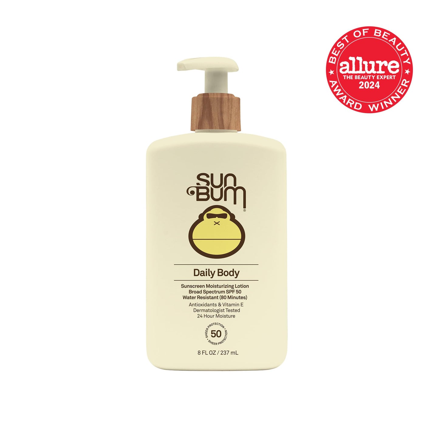 Sun Bum Daily SPF 50 Sunscreen Body Lotion - Broad Spectrum Moisturizing Sunscreen with Vitamin E - Vegan and Hawaii 104 Act Compliant (Without Octinoxate & Oxybenzone) - Dermatologist Tested - 8 oz