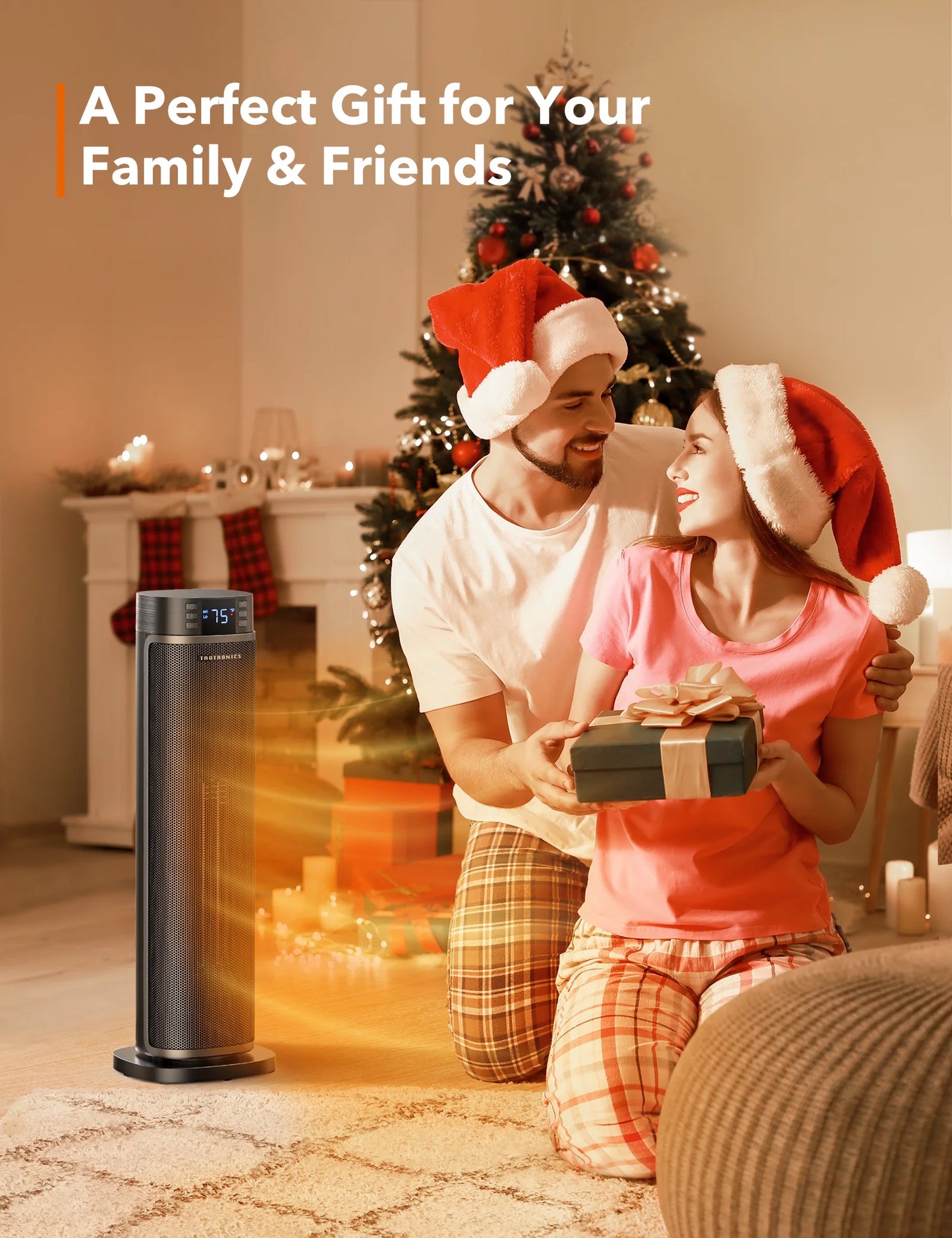 TaoTronics Space Heater, 24'' Tower Heater, Electric Heater for Inside Home, 1500W Portable Heater with Remote, 70° Oscillating Heater, 12H Timer, PTC Ceramic Heater
