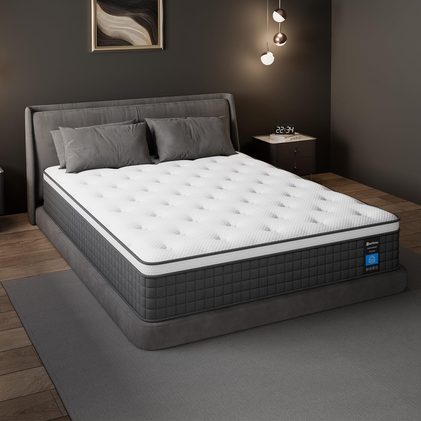 Queen Mattress 8 Inch Queen Size Hybrid Mattresses in a Box, Soft and Comfort Medium Firm Gel Memory Foam and Individual Pocket Springs, Fiberglass Free Bed Mattress, Breathable, CertiPUR-US Certified