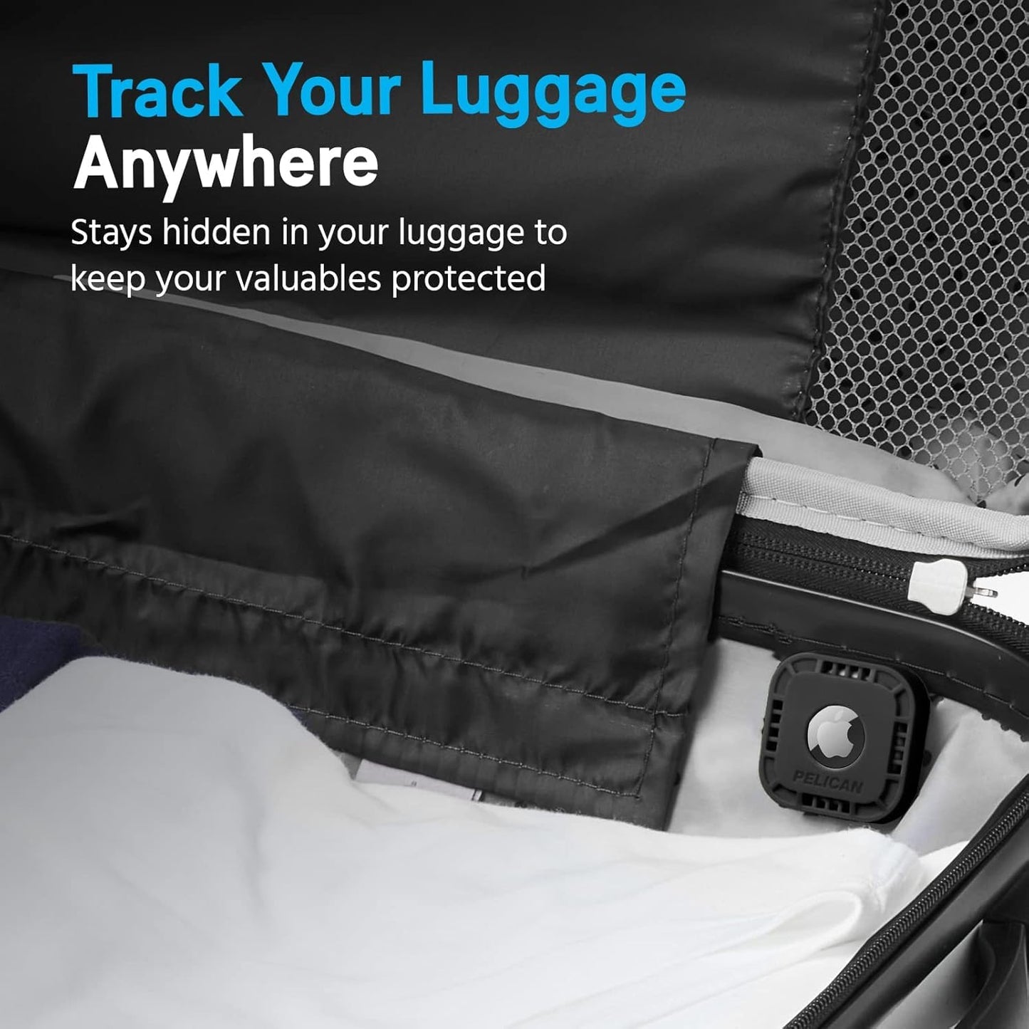 Pelican Protector 1-Pack AirTag Holder - Air Tag Case with 3M Adhesive Sticker - Rugged Shockproof AirTag Cover - Hidden Air Tag Holder Stick On Mount for Travel Luggage Bike Car Remote - Black