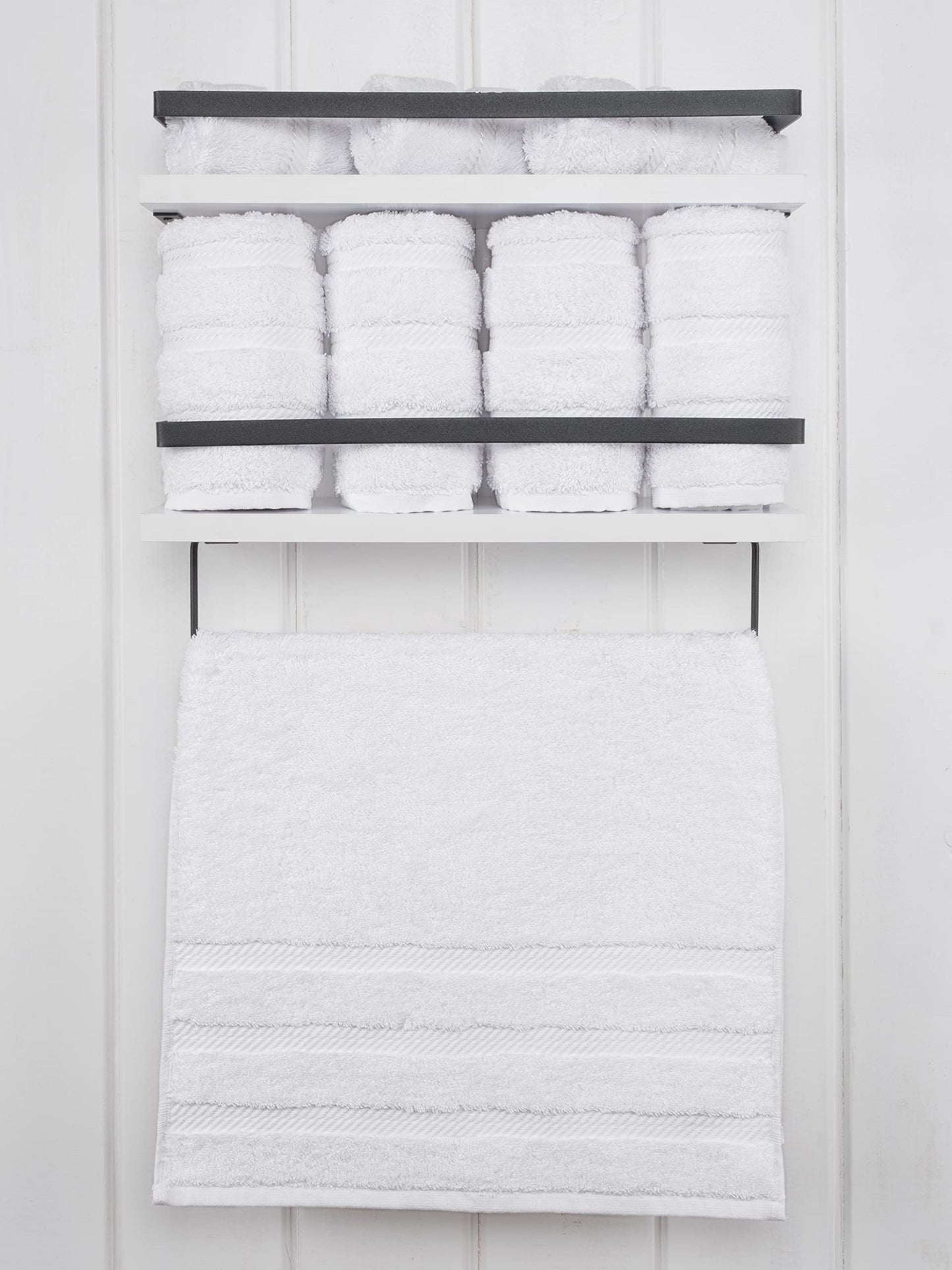 American Soft Linen Luxury Hand Towels for Bathroom, 100% Cotton Turkish 4 Piece Hand Towel Set, 600 GSM Hand Face Towels for Kitchen, White Hand Towels