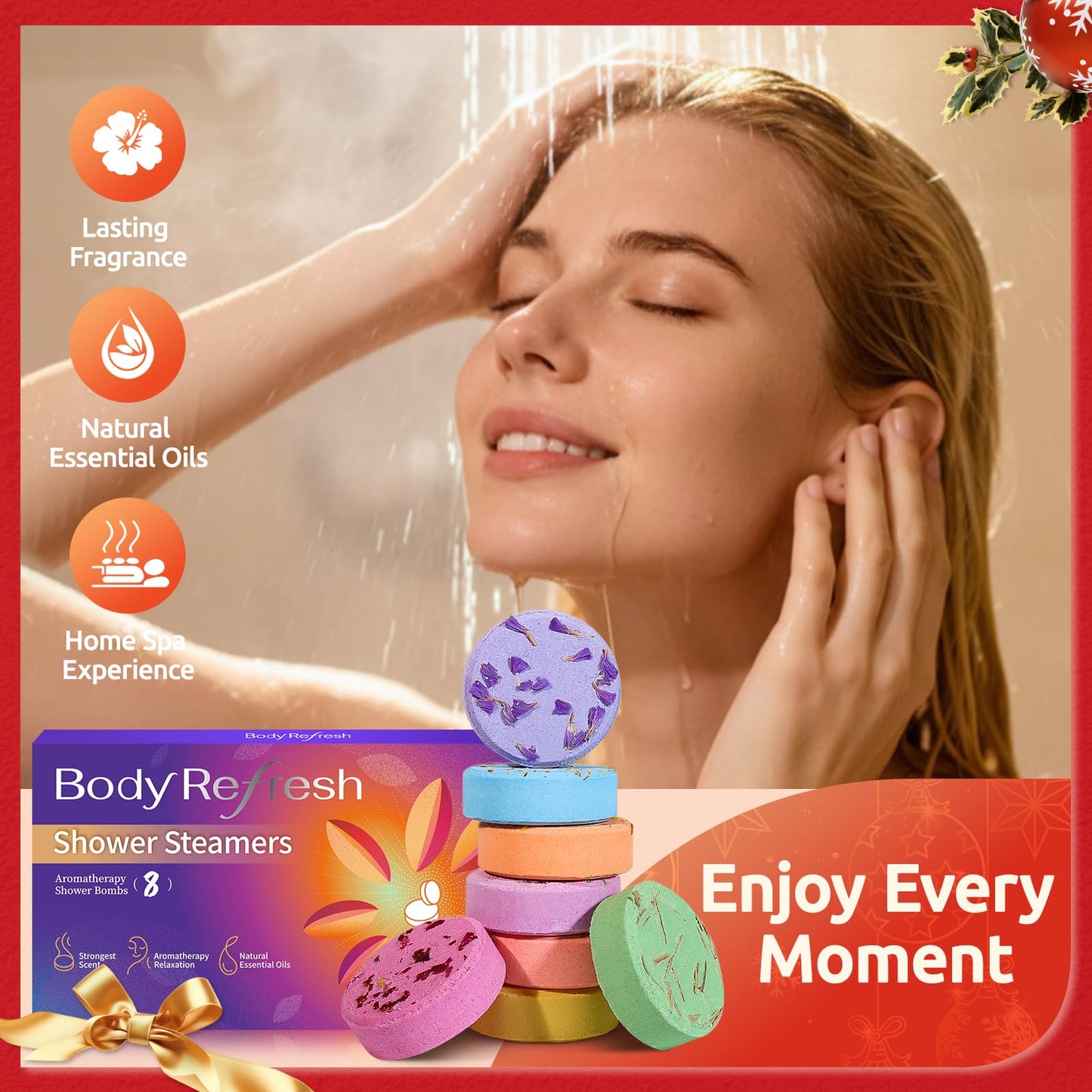 Shower Steamers Aromatherapy - 8 Pack Shower Bombs with Essential Oils, Christmas Gifts for Women Stocking Stuffers, Birthday Gifts for Women Girlfriend Her Self Care Relaxation Home SPA Stress Relief
