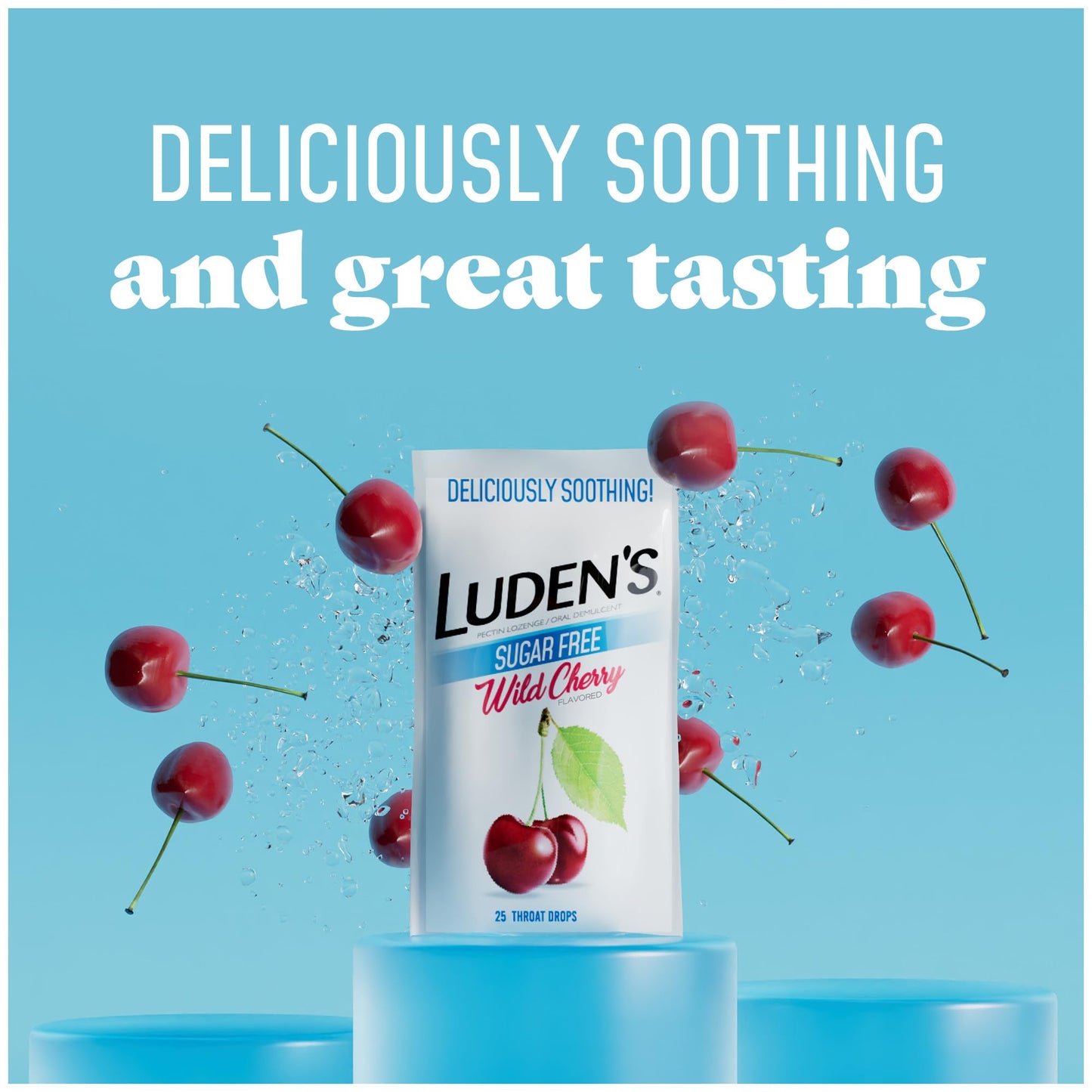 Luden's Sugar Free Wild Cherry Throat Drops, Sore Throat Relief, 25 Count (6 Pack)