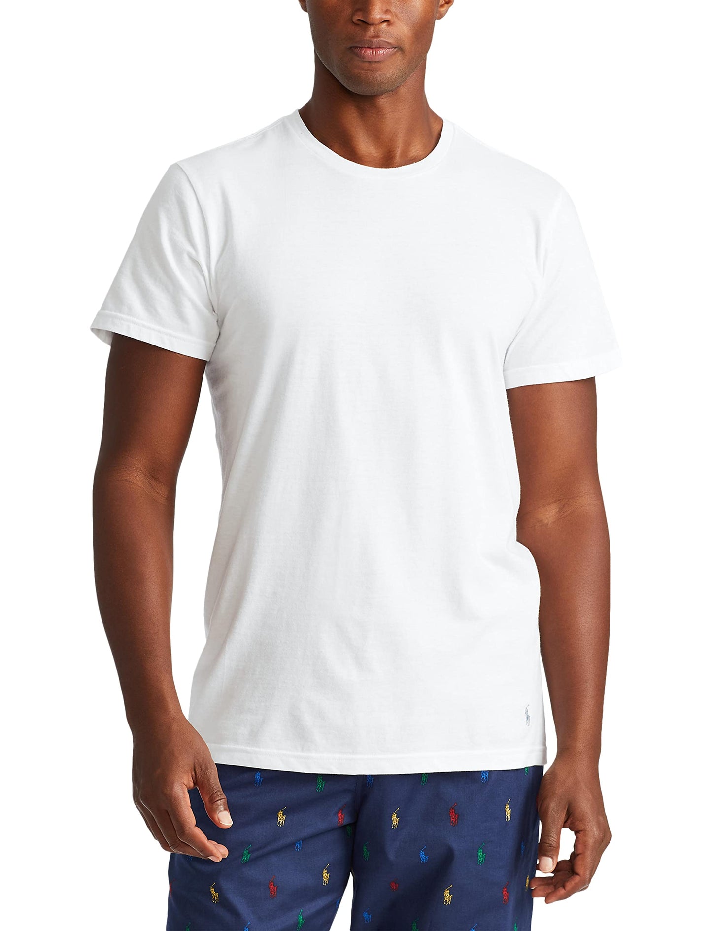 POLO Men's Classic Fit Cotton Crew Undershirt, 3-Pack, Available in Big & Tall, White/Surf Blue, Surf Blue/White, Cruise Navy/White-3 Pack, Medium