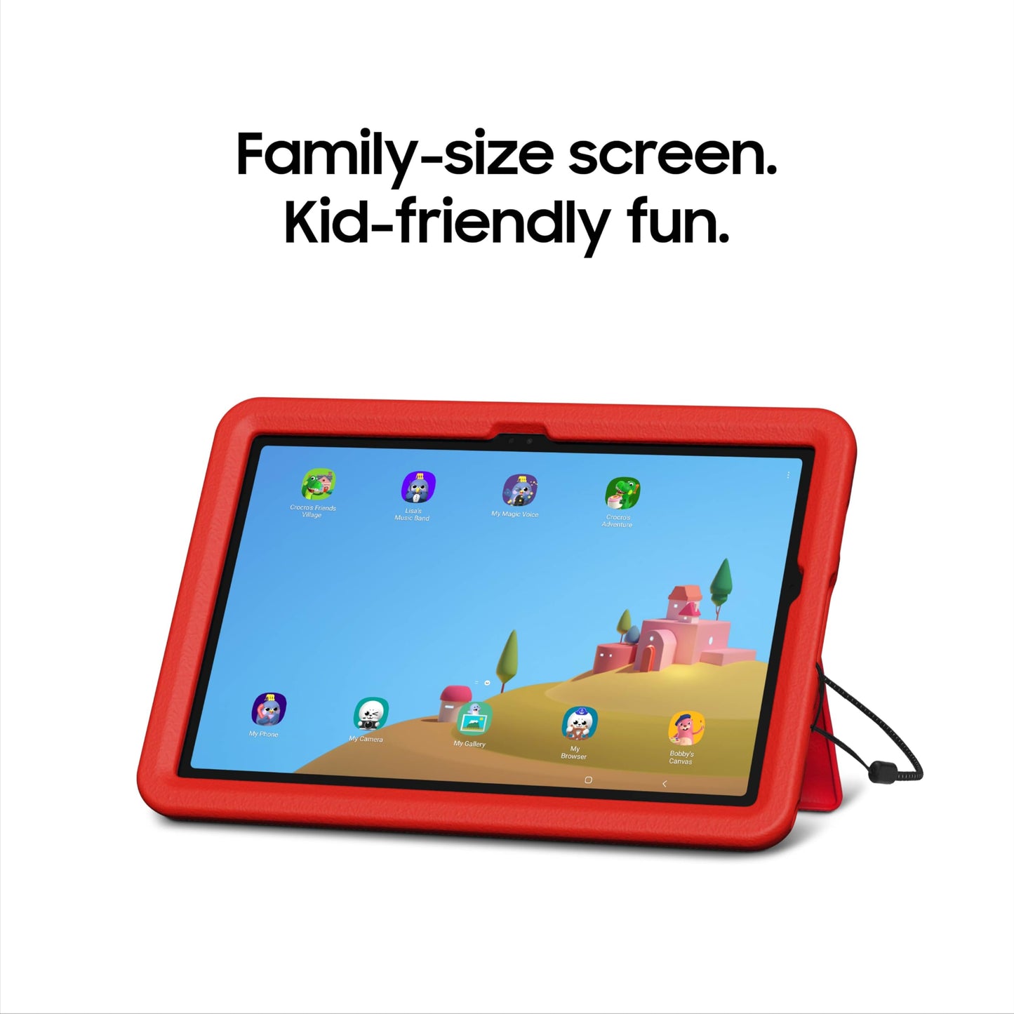 SAMSUNG Galaxy Tab A9+ Plus Kids Edition 11” 64GB WiFi 7 Android AI Tablet, Long Battery Life, Expandable Storage, Thin, Light Design, Durable Puffy Cover, US Version, 2024, Red