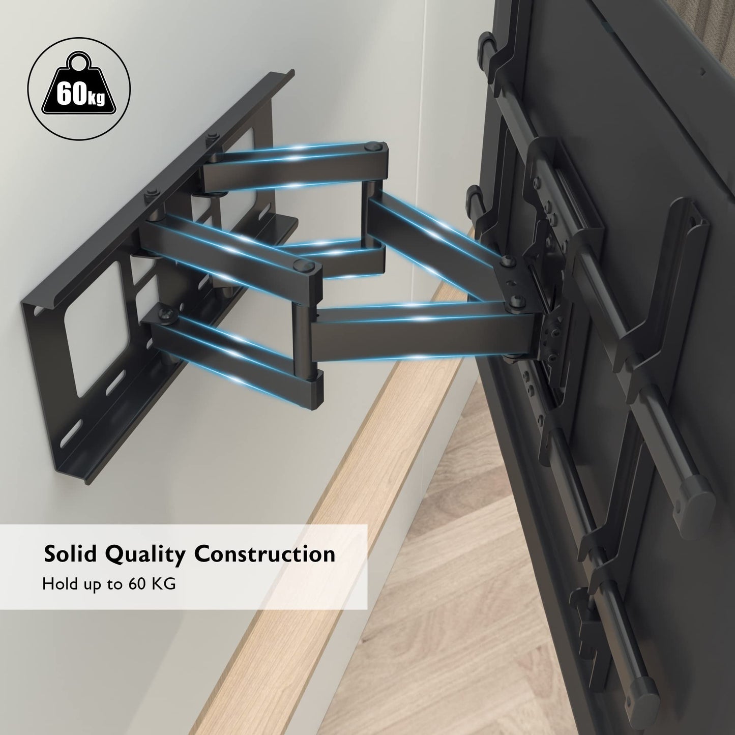 BONTEC Full Motion TV Wall Mount for 32-85 inch LED LCD OLED TVs, Swivel Tilt Level TV Mount Bracket with Articulating Dual Arms Hold up to 132lbs, Max VESA 600x400mm, Fits 12” 16" Studs