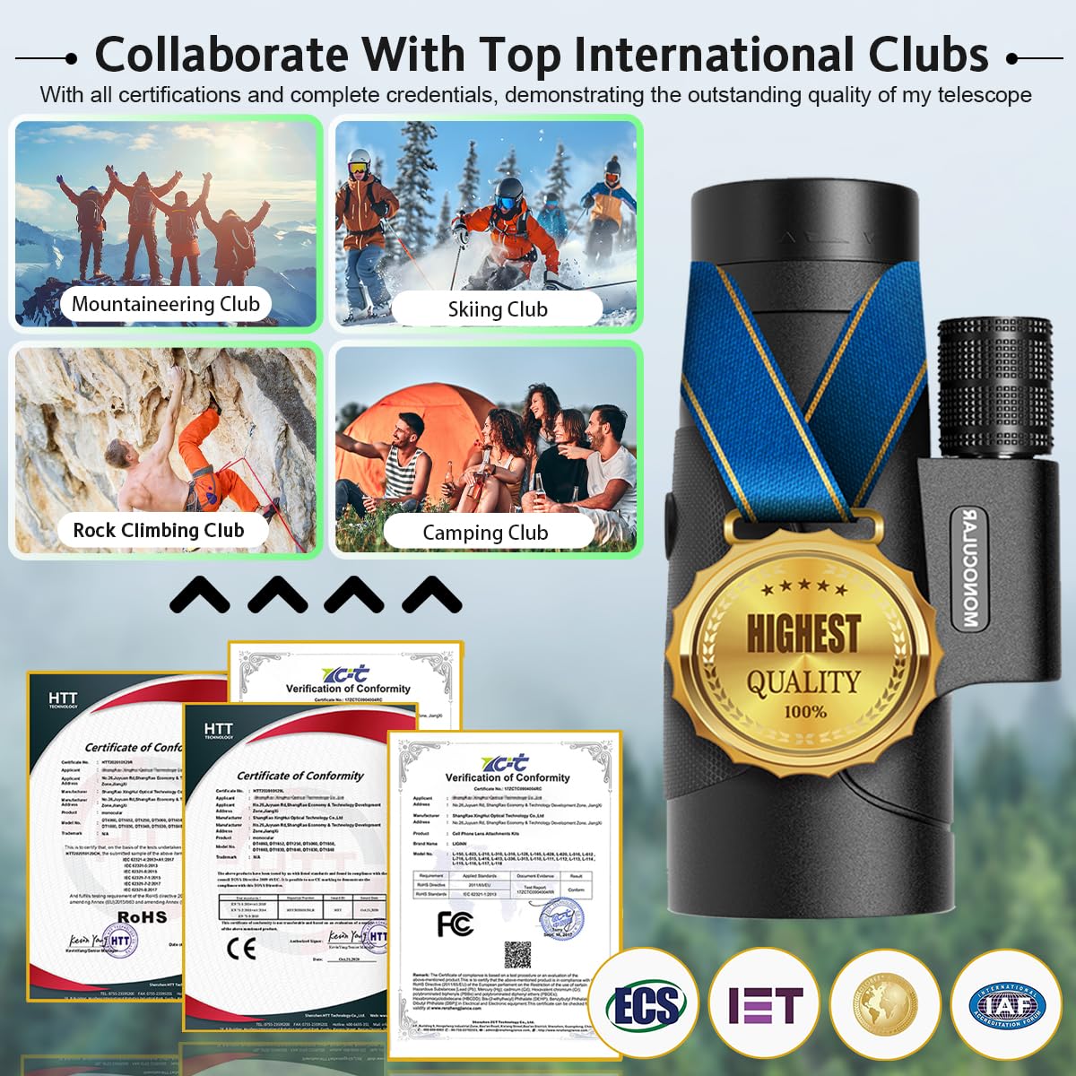 80x100 Monocular Telescope High Powered for Smartphone High Definition Monoculars for Adults with Adapter/Tripod for Bird Watching Hiking Hunting Camping Traveling Outdoor Wildlife-2025 Update