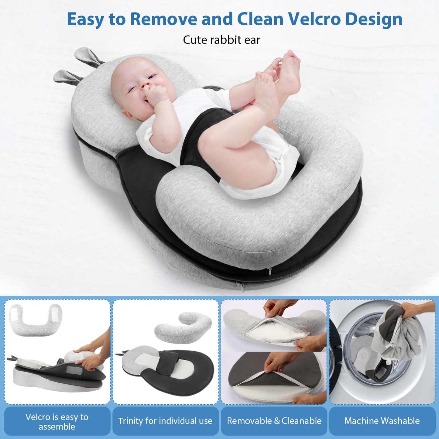 Joehea Baby Lounger,Dual-Function Removable Machine-Washable Pad, Lightweight & Portable