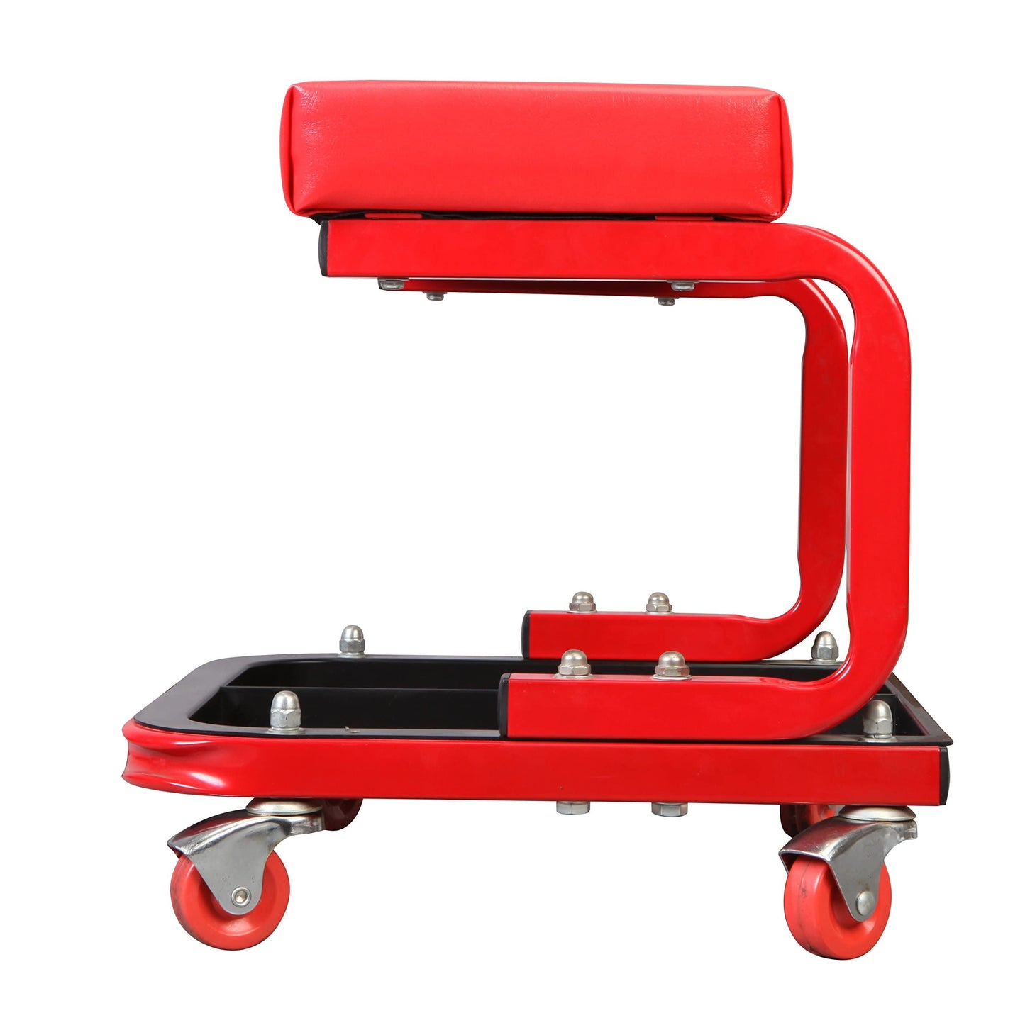 Torin TR6300 Red Rolling Creeper Garage/Shop Seat: Padded Mechanic Stool with Tool Tray Large