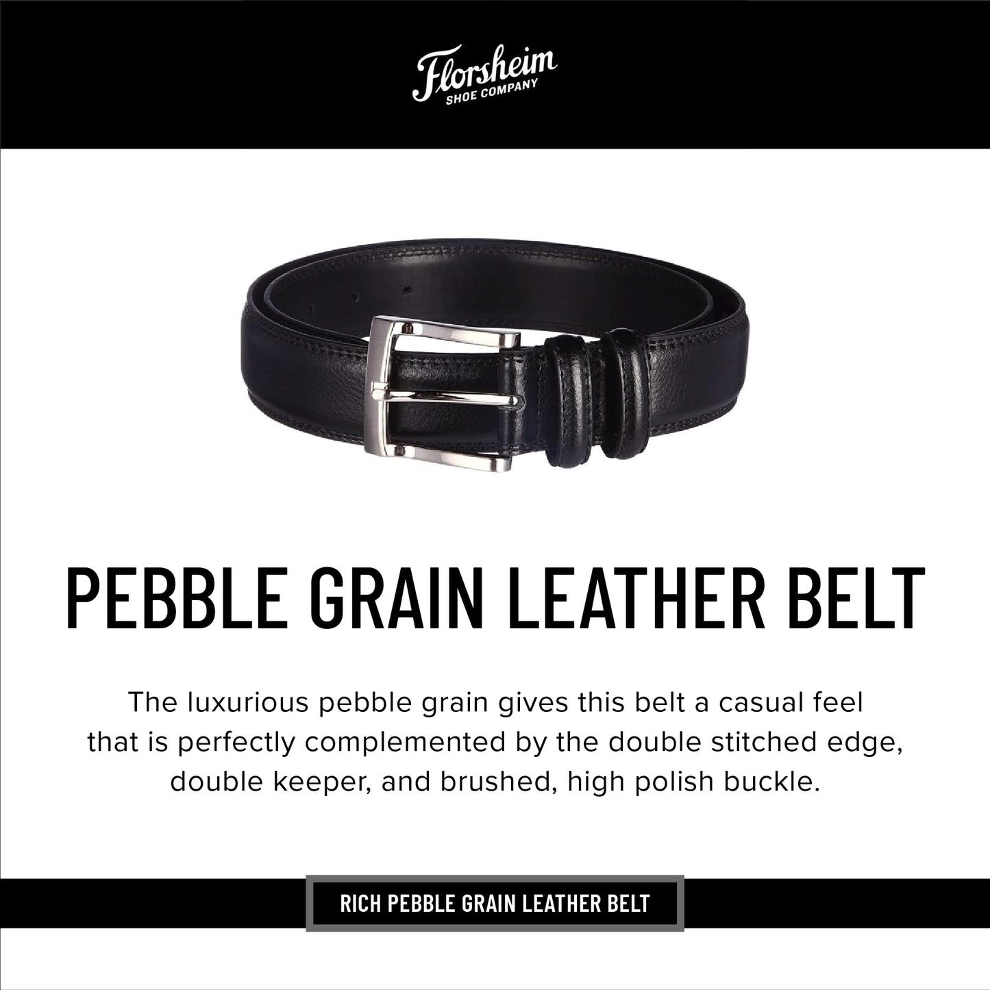 Florsheim 32mm Pebble Grain Leather Belt