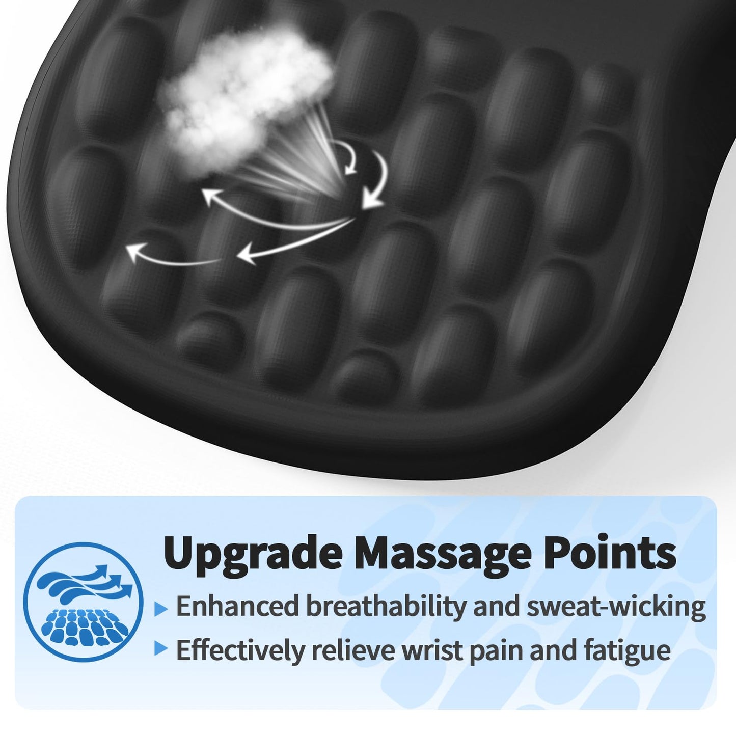 YIWEI Ergonomic Mouse Pad with Wrist Rest Support, Mousepad with Comfortable Memory Foam Wrist Rest and Non-Slip PU Base for Pain Relief, Computer, Laptop, Office, Home (Black)