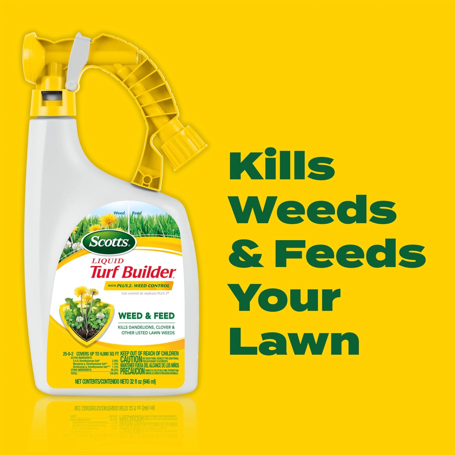 Scotts Liquid Turf Builder with Plus 2 Weed Control, Liquid Weed Killer and Fertilizer, 32 fl. oz.