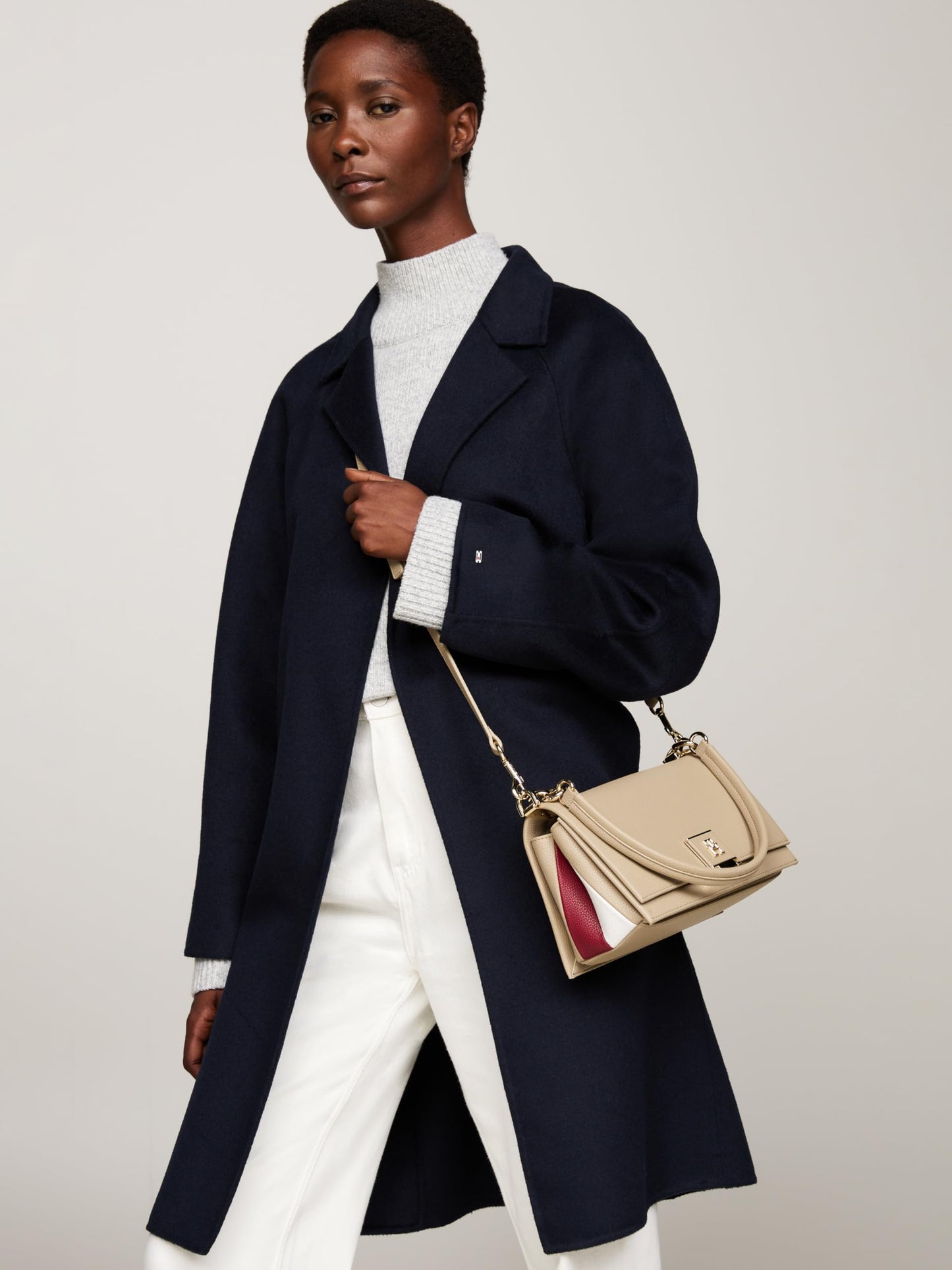 Tommy Hilfiger Women's Leather Shoulder Bag with Removable Crossbody Strap