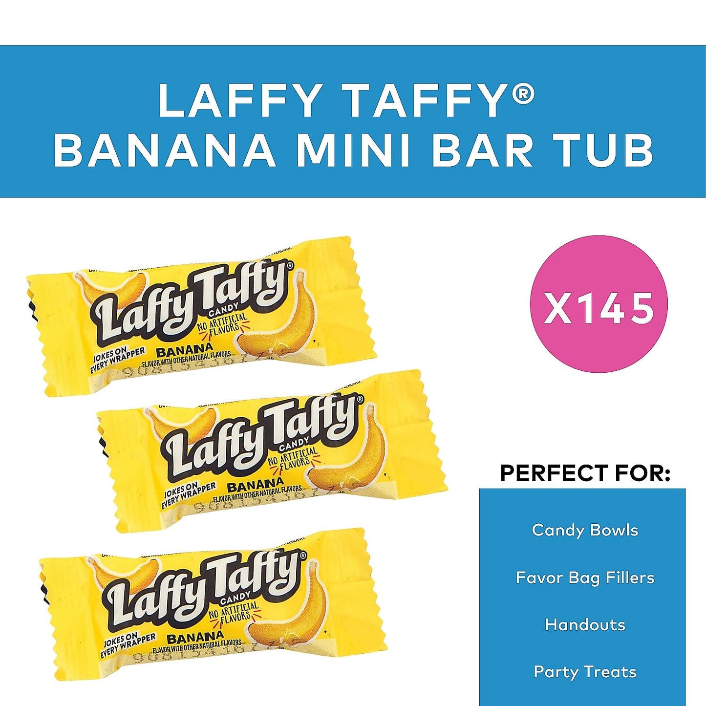 Laffy Taffy Candy, Banana Flavor, Individually Wrapped Candy (145 Pieces)
