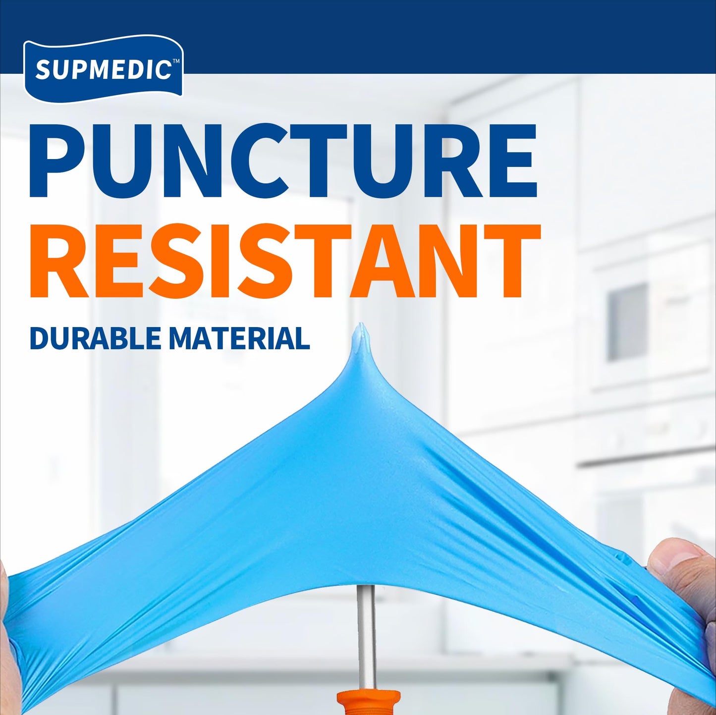 Supmedic Medical Nitrile Exam Gloves, Latex-Free, Powder-Free, Food Safe, Cooking Food Prep, Disposable Gloves, Blue, 100 Pcs (Medium)