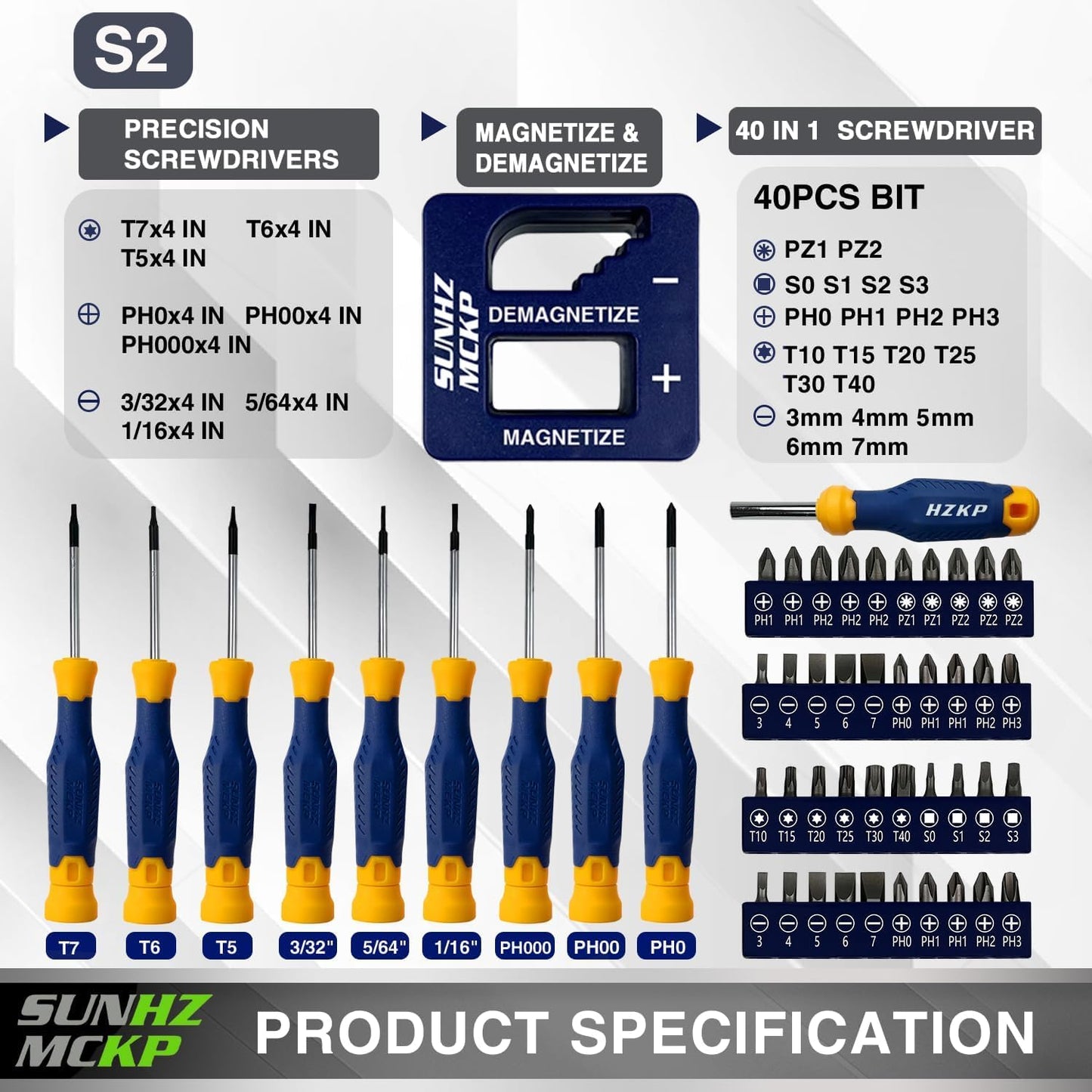 SUNHZMCKP Magnetic Screwdriver Set 66-Piece, S2- Alloy Tool Steel, Includes Slotted/Phillips/Torx Mini Precision Screwdriver, Replaceable Screwdriver Bits With Sturdy tool box