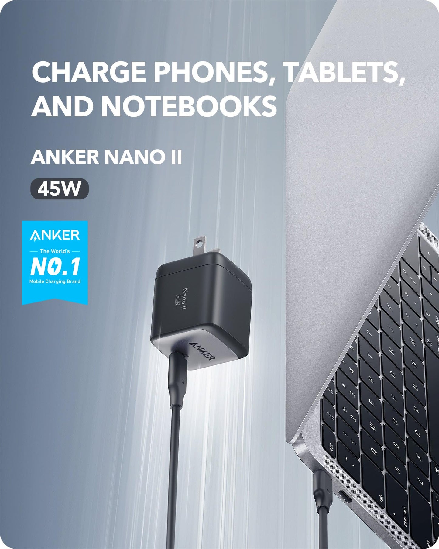 Anker USB C Charger, 713 Charger (Nano II 45W), GaN II PPS Fast Compact Foldable Charger for MacBook Pro, Galaxy, iPhone 15, Steam Deck, and More