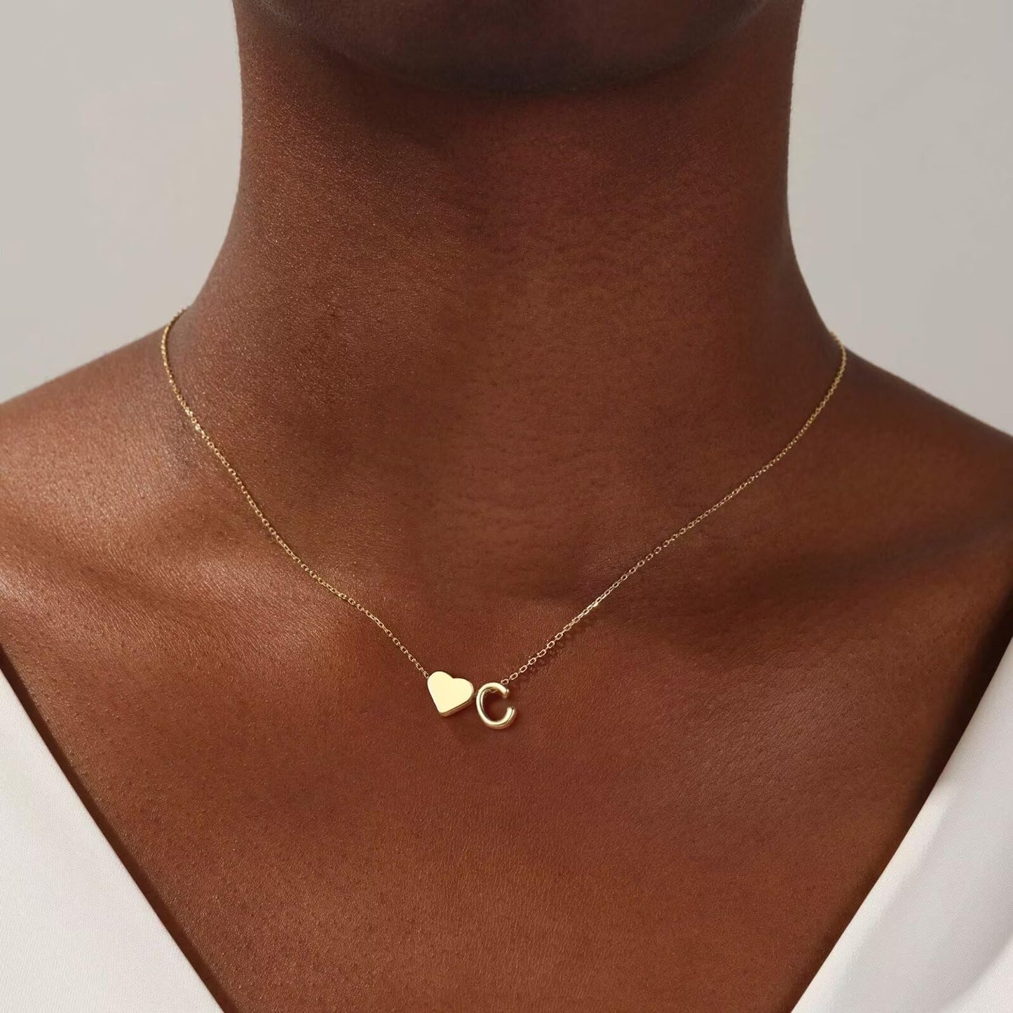 Turandoss Gold Heart Necklaces for Women Trendy, 18K Real Gold Plated Tiny Heart Initial C Necklace Dainty Heart Necklaces Mothers Day Gifts Gold Initial Necklaces for Women Jewelry