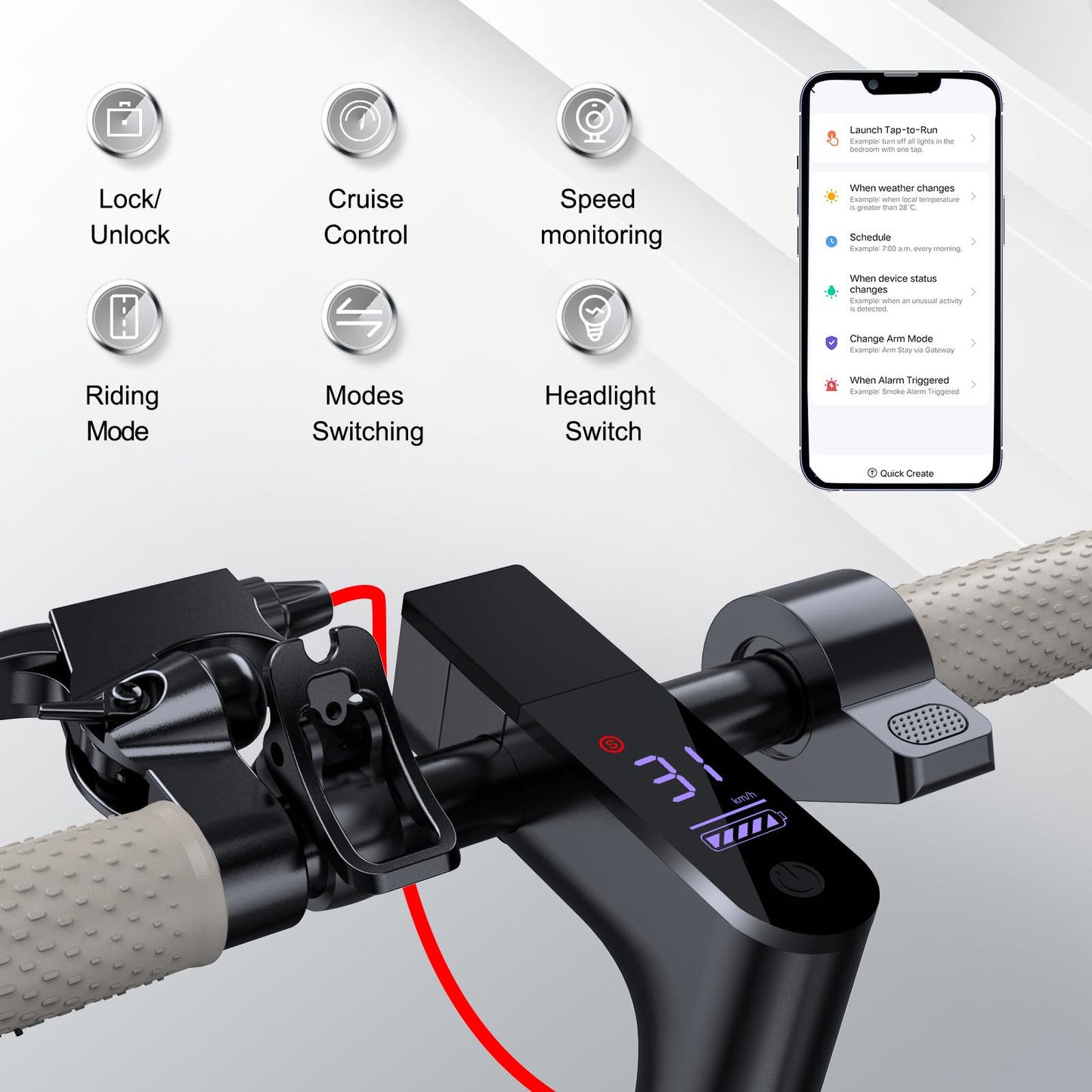 Roinside Electric Scooter Adults - 8.5" Solid Tires/350W Motor, 19 MPH Digital Display, Up to 21 Miles Long-Range Commuting Folding E-Scooter with Dual Braking System and App Control